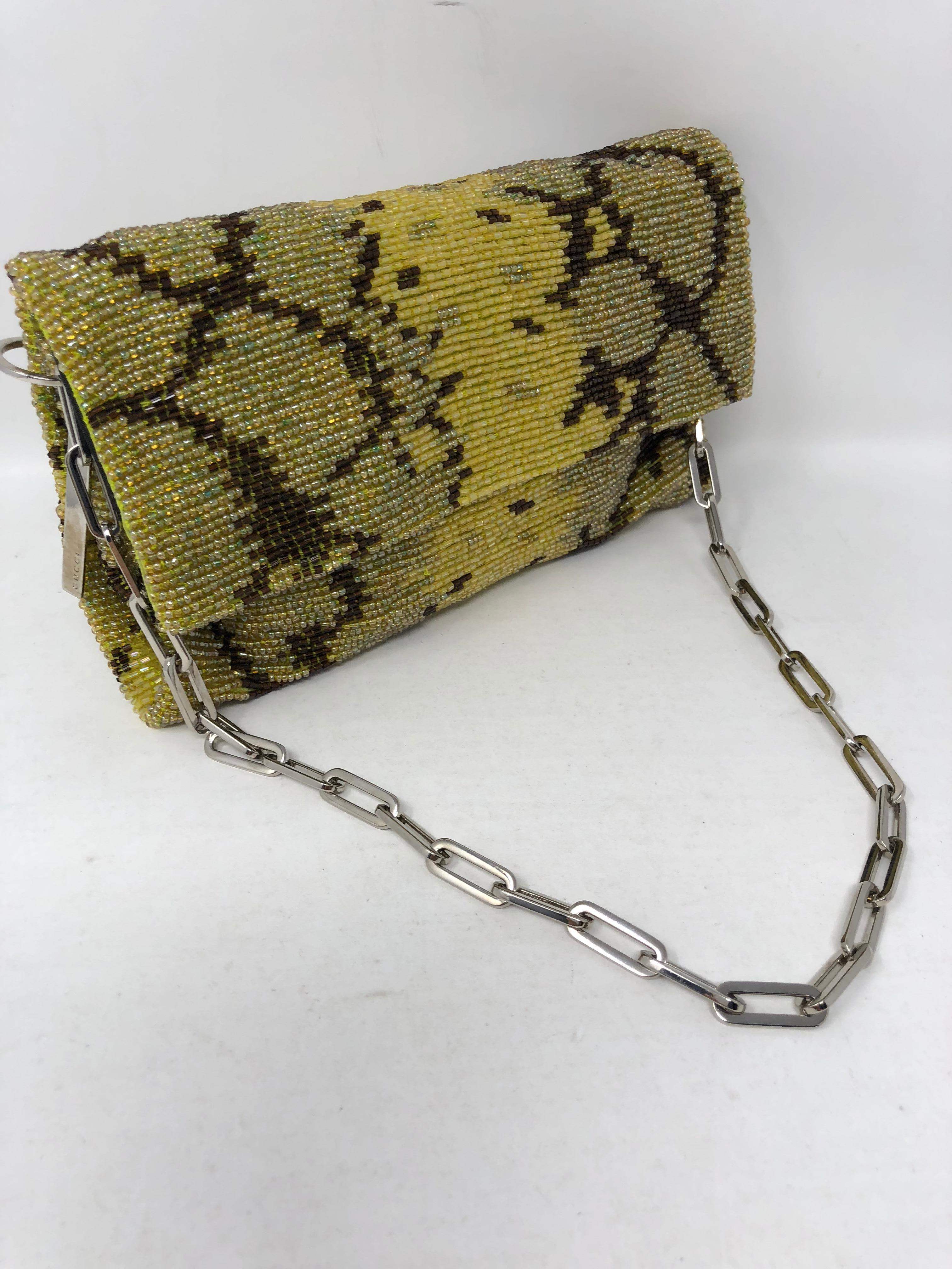Gucci evening bag designed by Tom Ford. Handmade and beaded purse with exquisite details. The beading creates a snakeskin look. Can be worn as a shoulder bag or tucked in as a clutch. Brand new condition. Very limited and rare from a Collector.