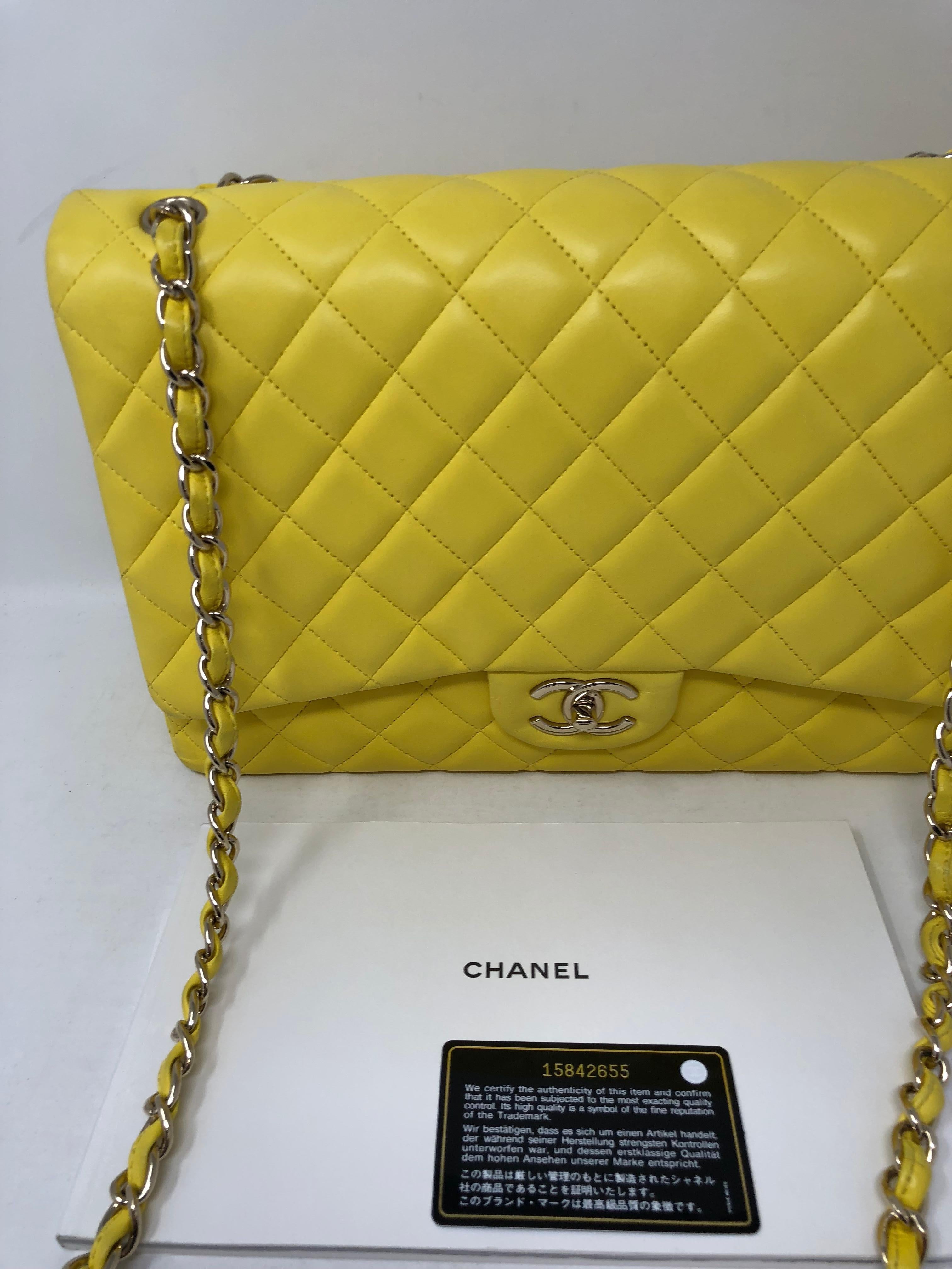 Chanel Yellow Maxi Double Flap Bag 13