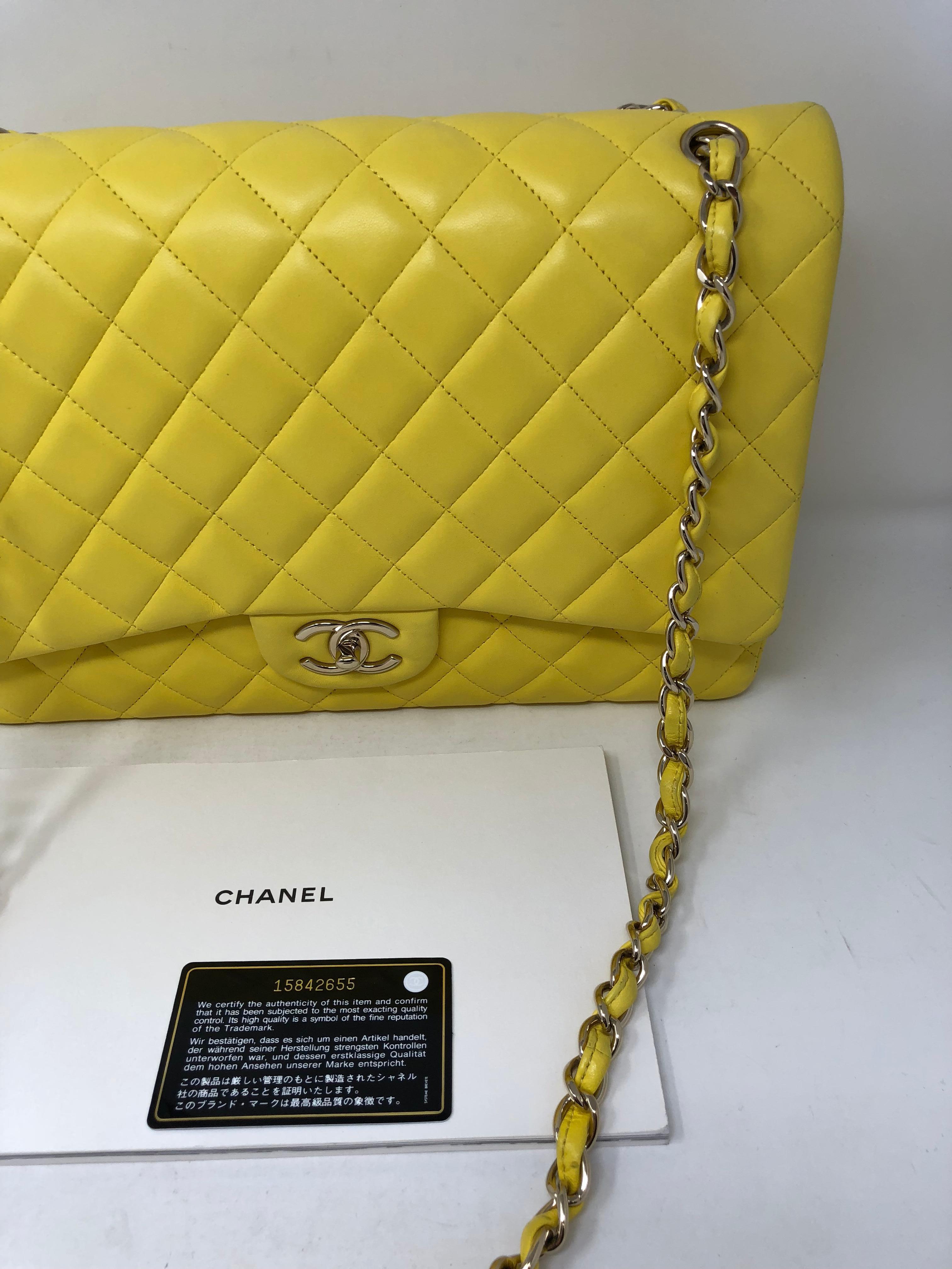 Chanel Yellow Maxi Double Flap Bag 12