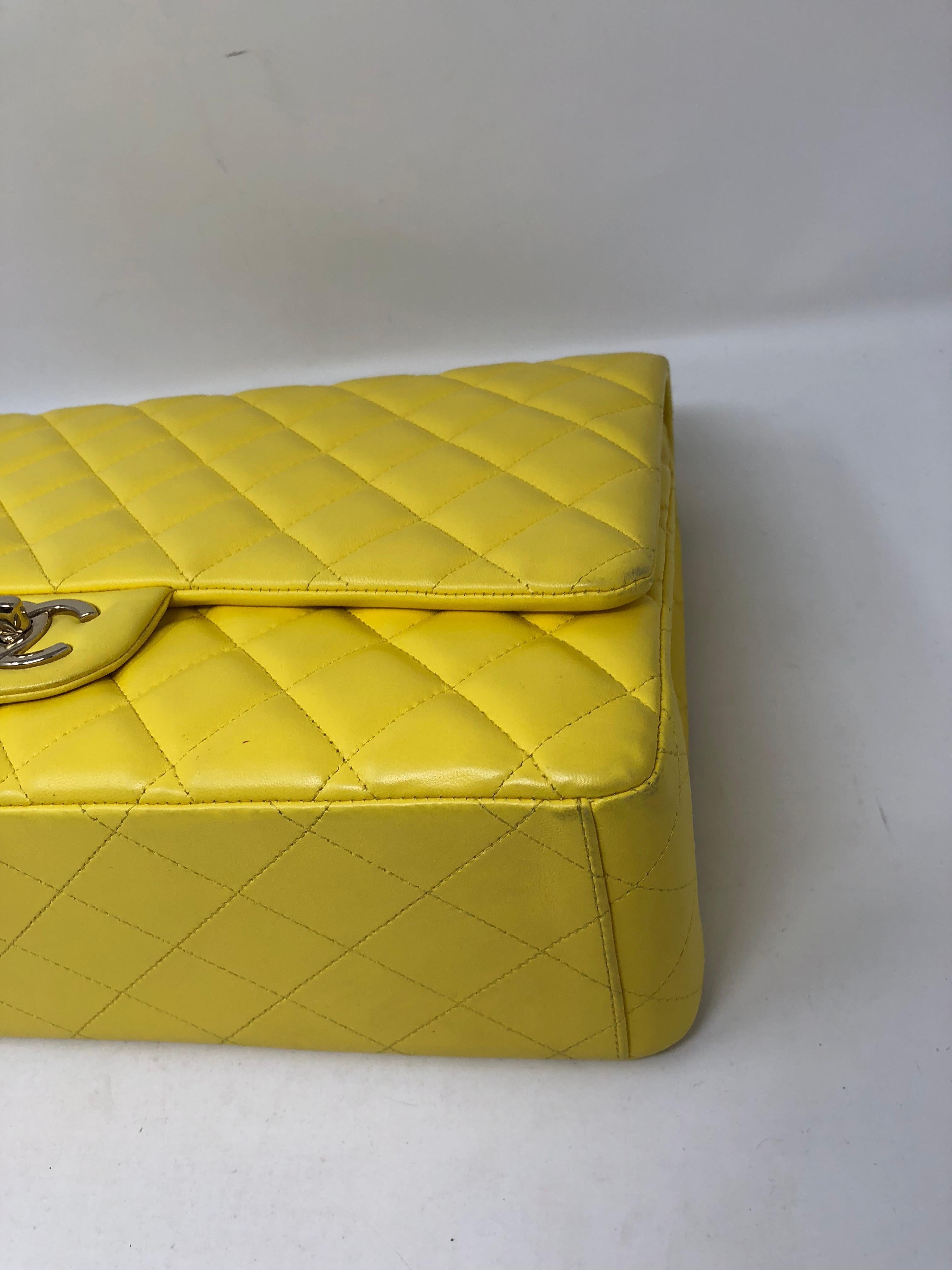 Chanel Yellow Maxi Double Flap Bag 6