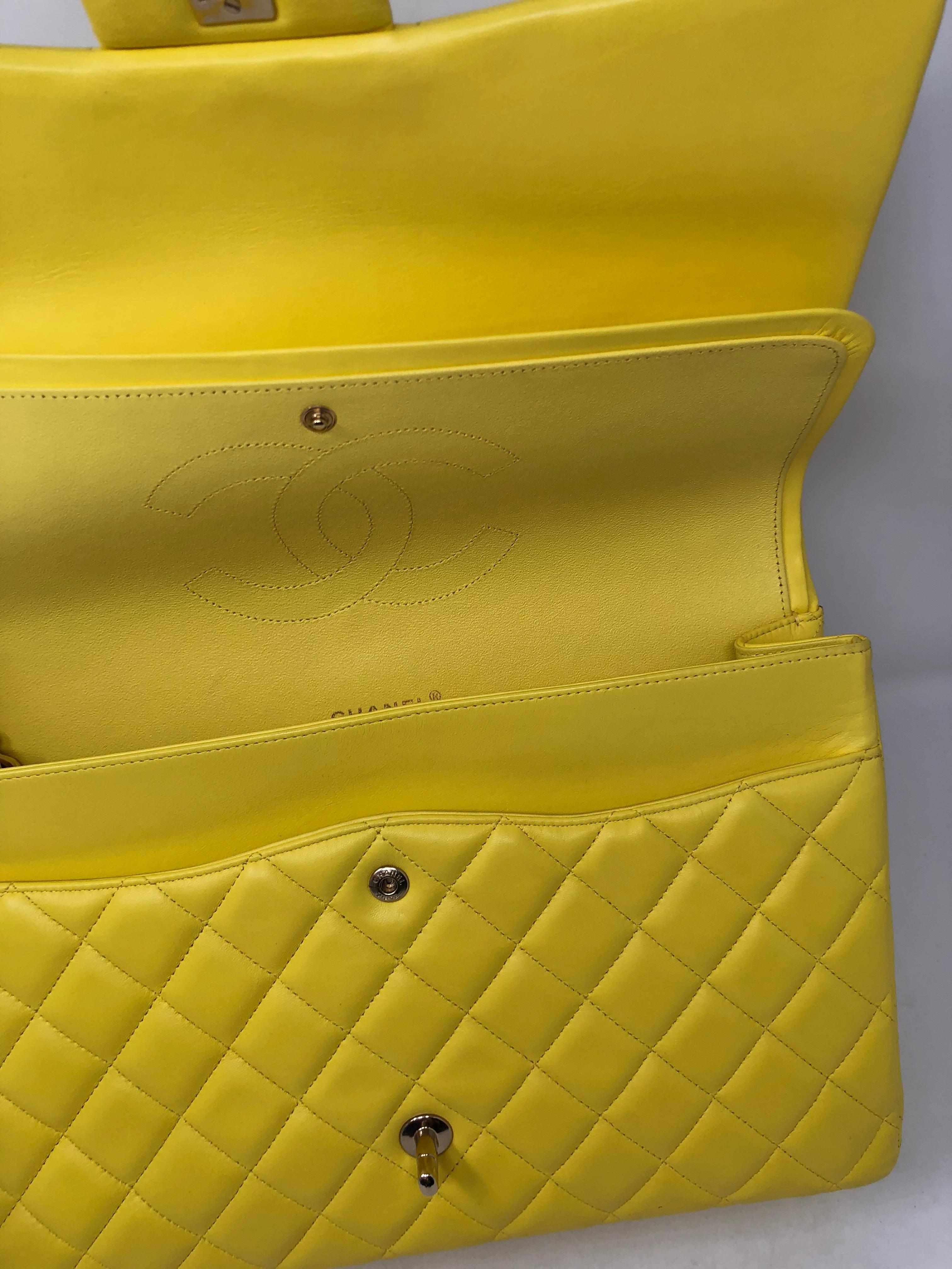 Chanel Yellow Maxi Double Flap Bag 9