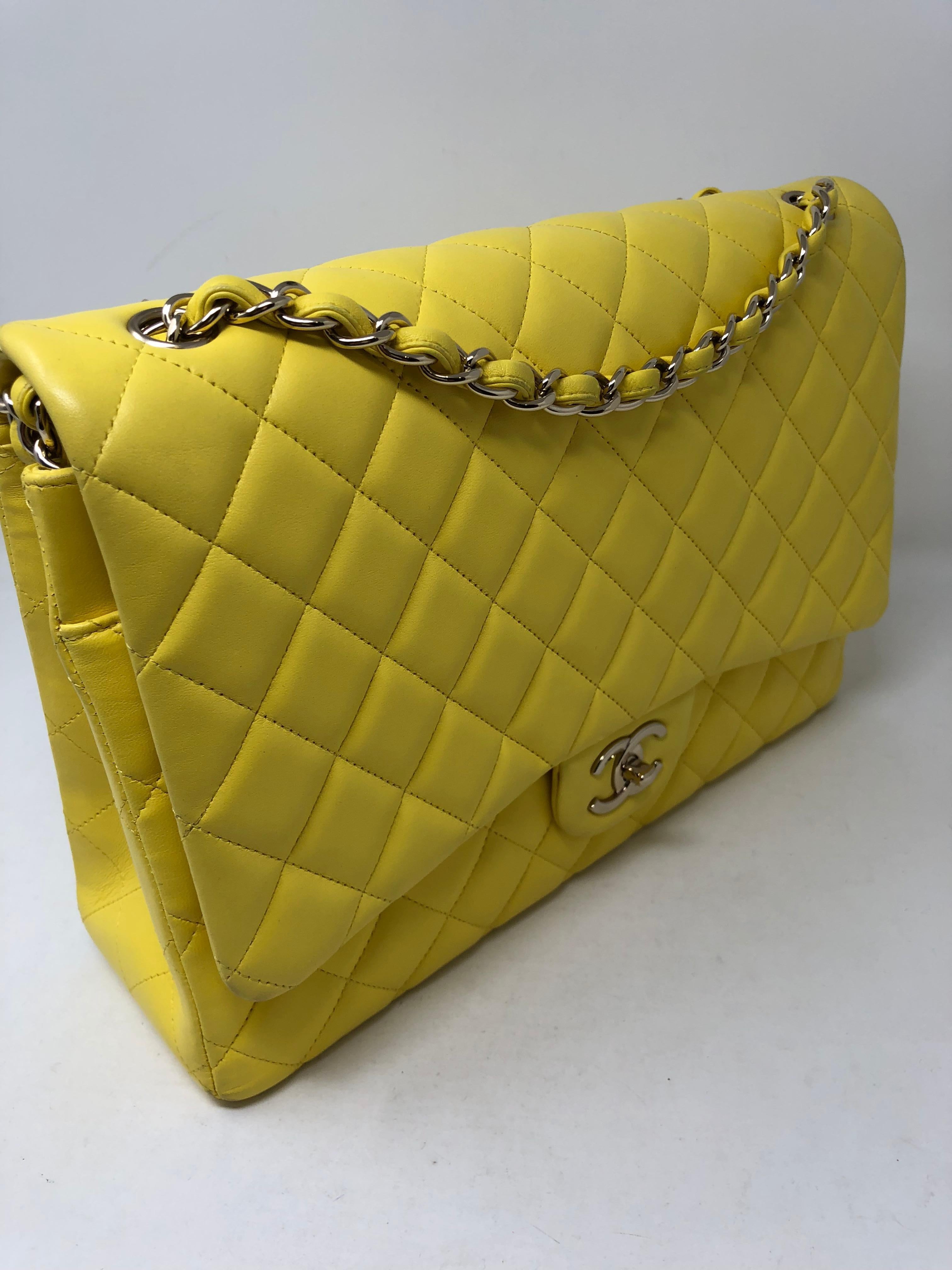Chanel Yellow Maxi Double Flap Bag 7
