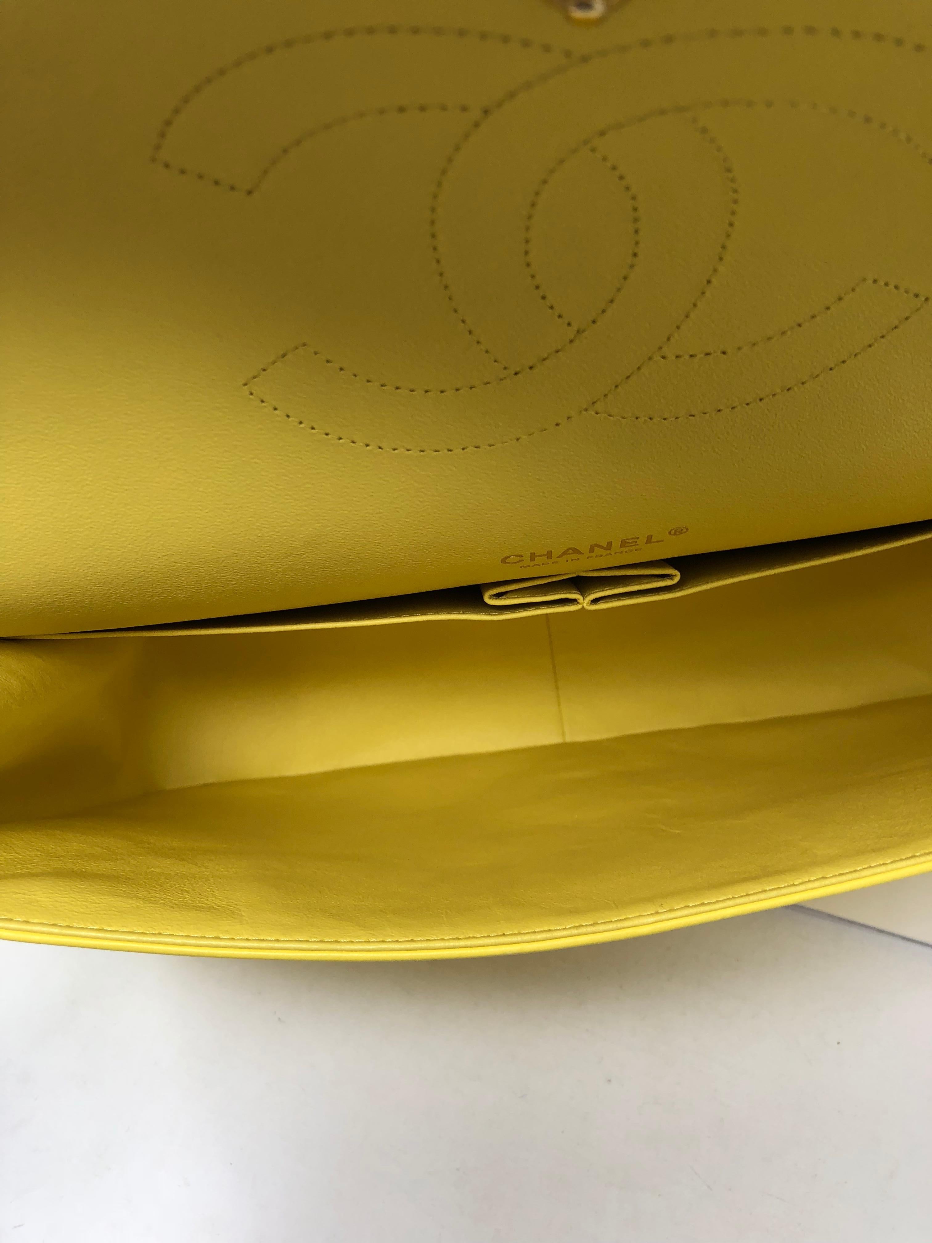 Chanel Yellow Maxi Double Flap Bag 15