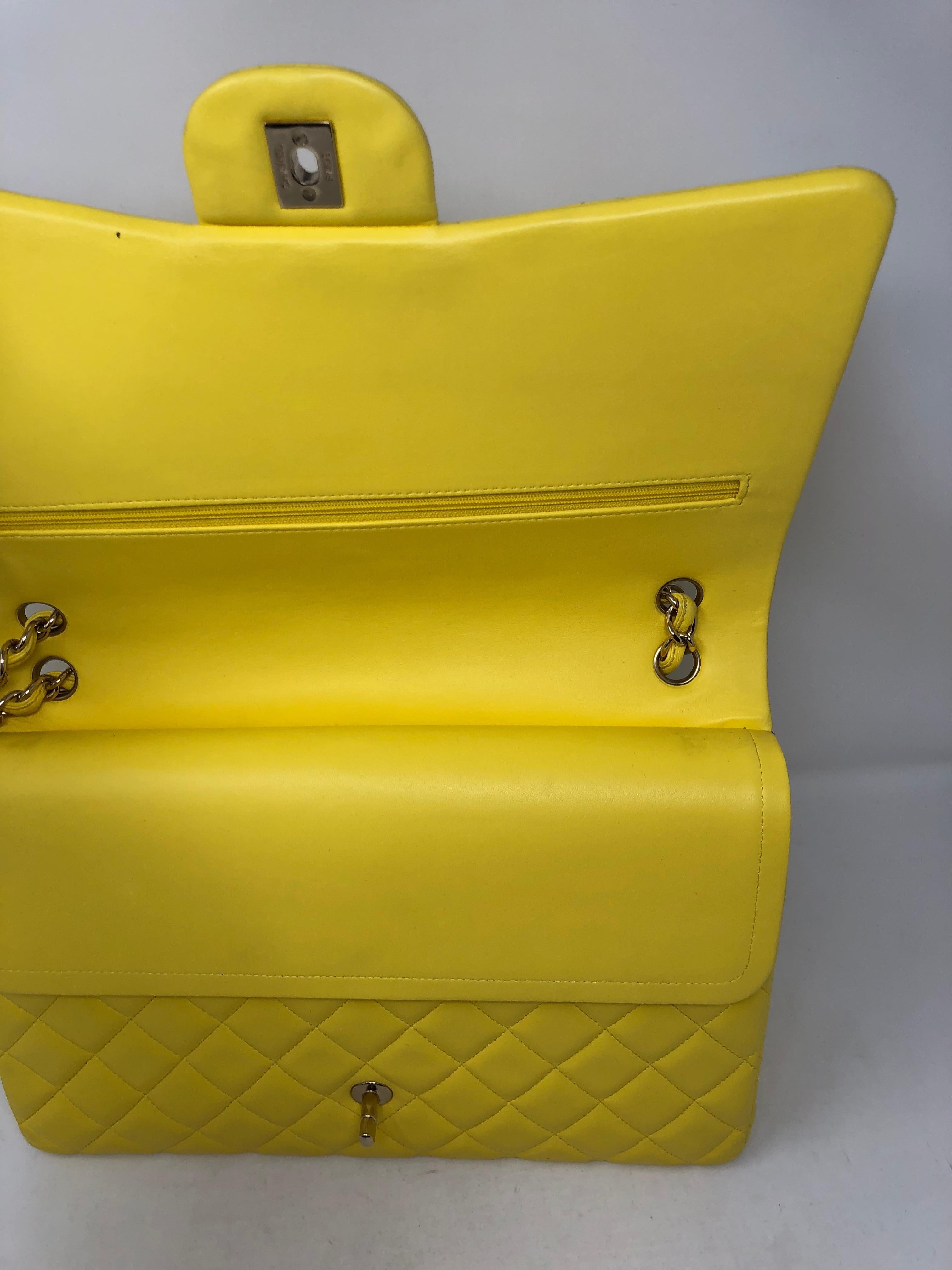 Chanel Yellow Maxi Double Flap Bag 8