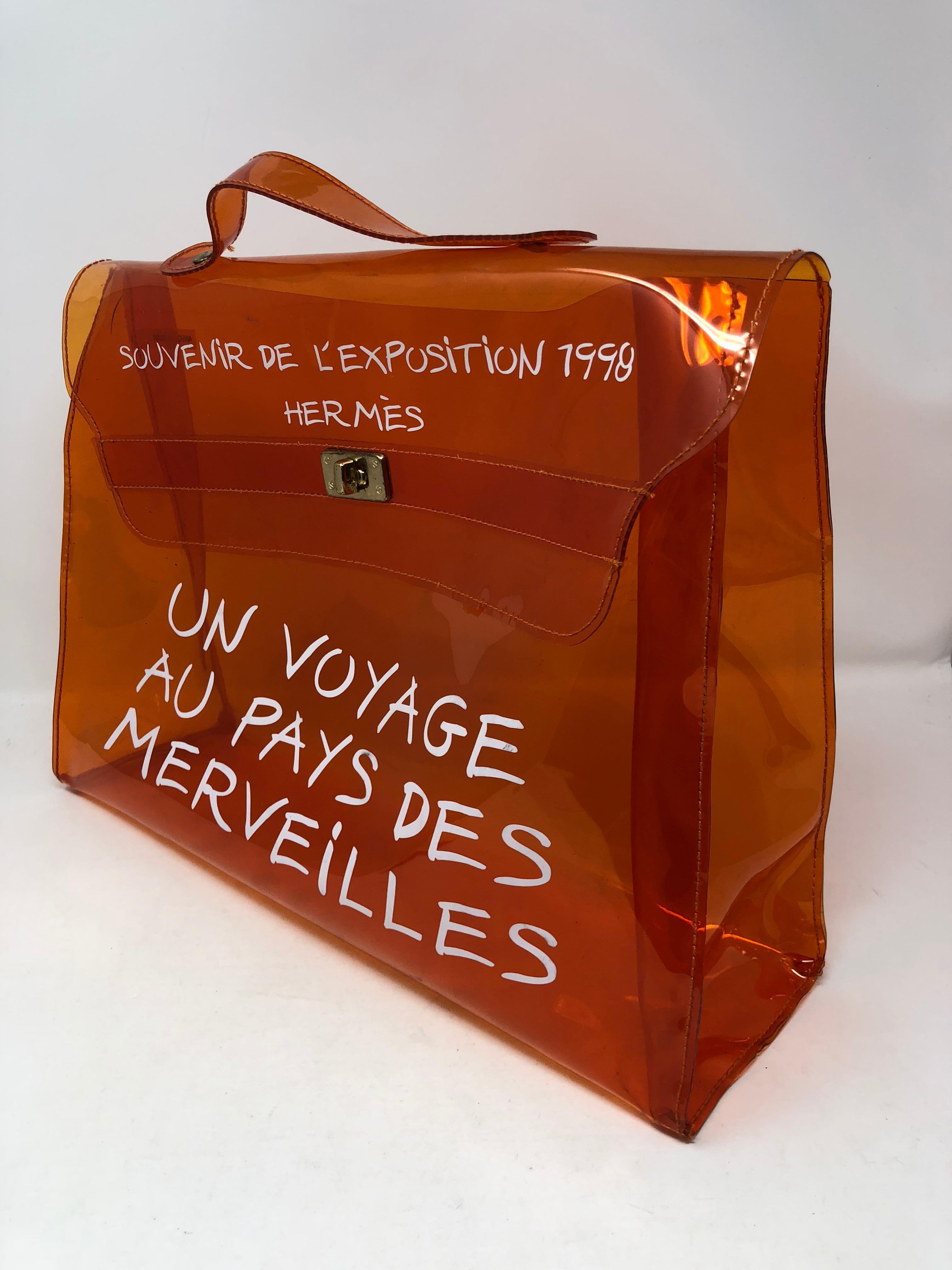 Hermes Vintage Kelly Souvenir De L'Exposition Transparent Bag  In Good Condition In Athens, GA