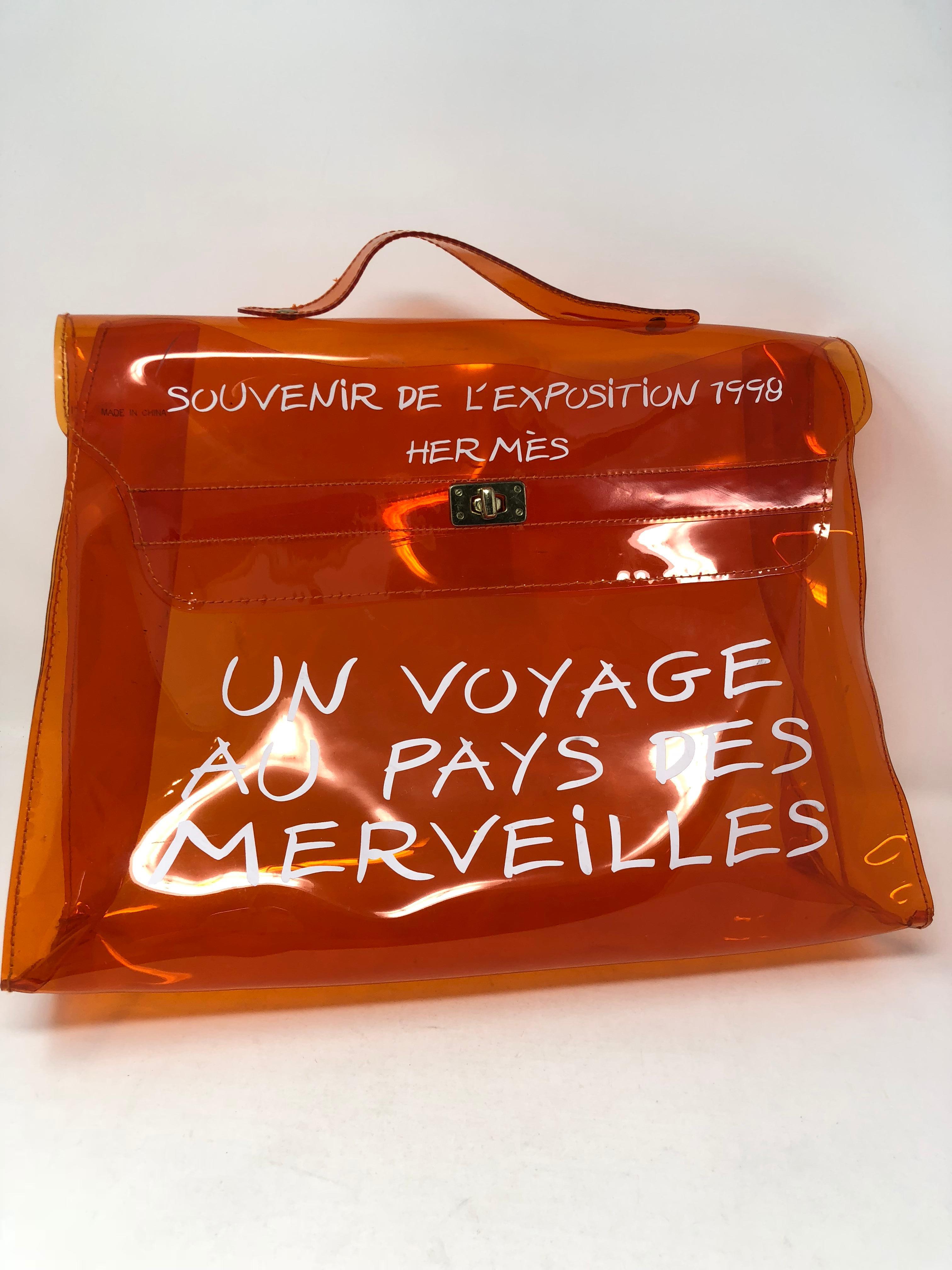 Hermes Vintage Kelly Souvenir De L'Exposition Transparent Bag  2