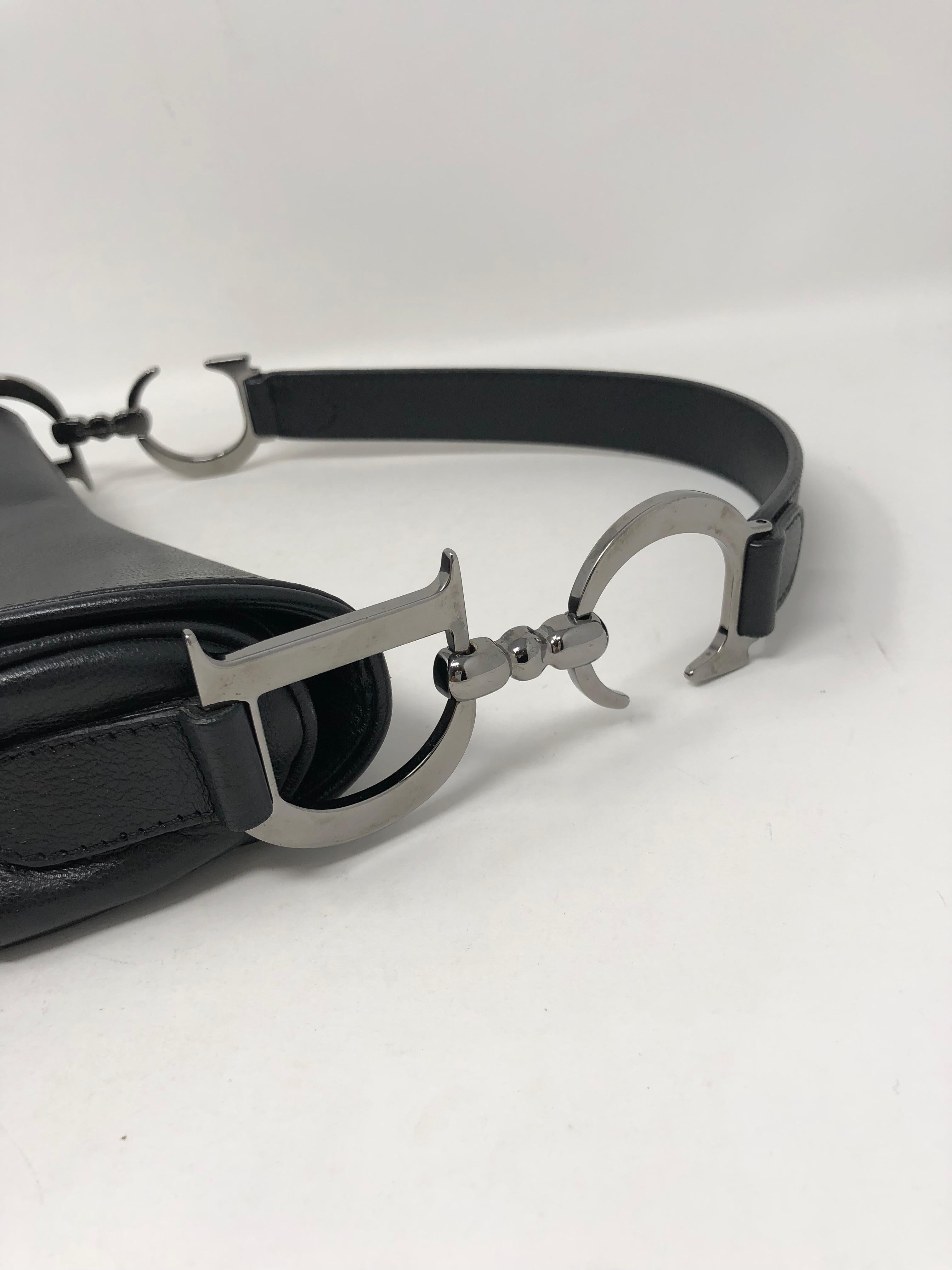 Christian Dior Black Saddle Bag In Excellent Condition In Athens, GA