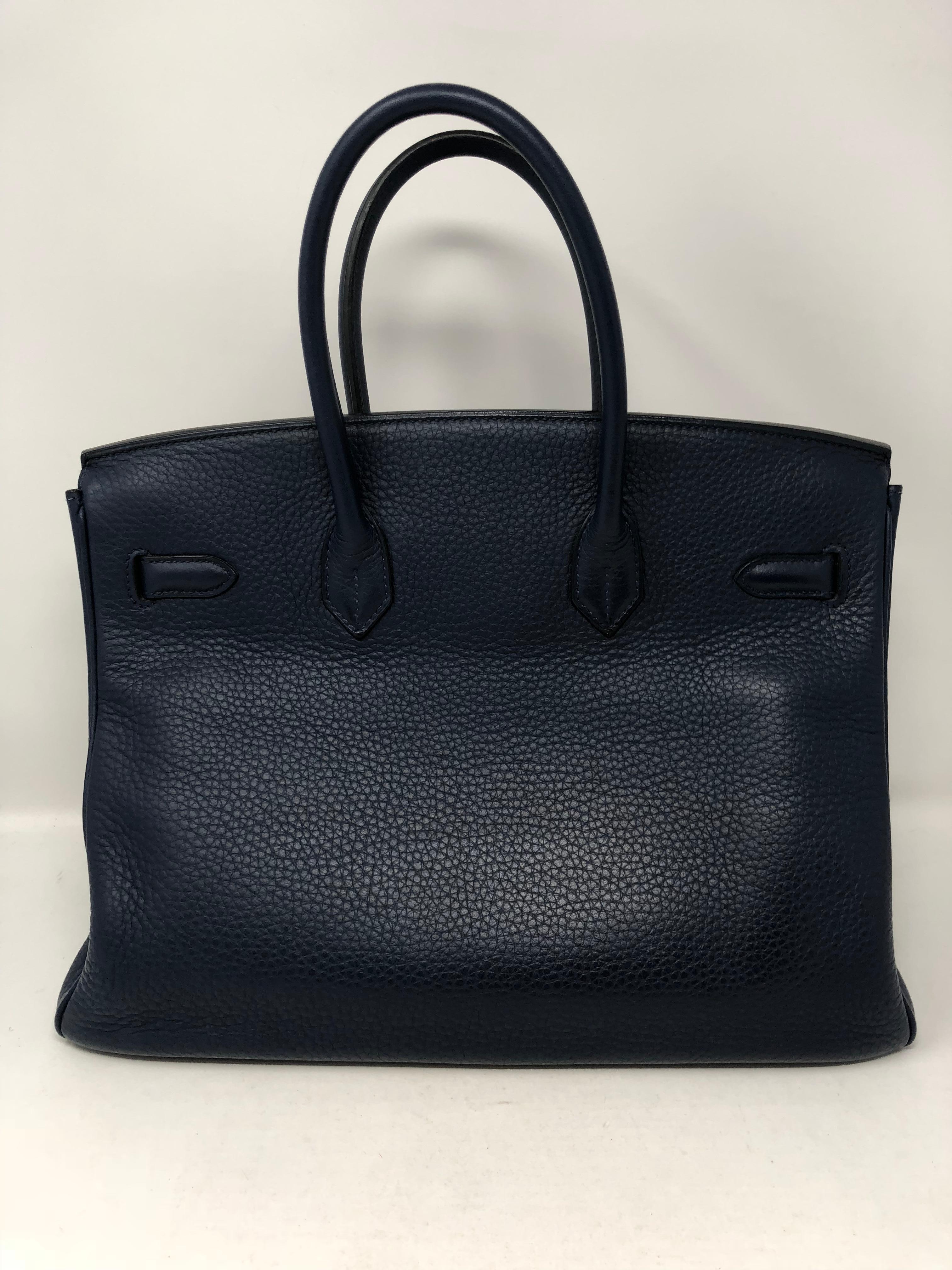 Women's or Men's Hermes Bleu Abysse Palladium Hardware Birkin 35 Bag