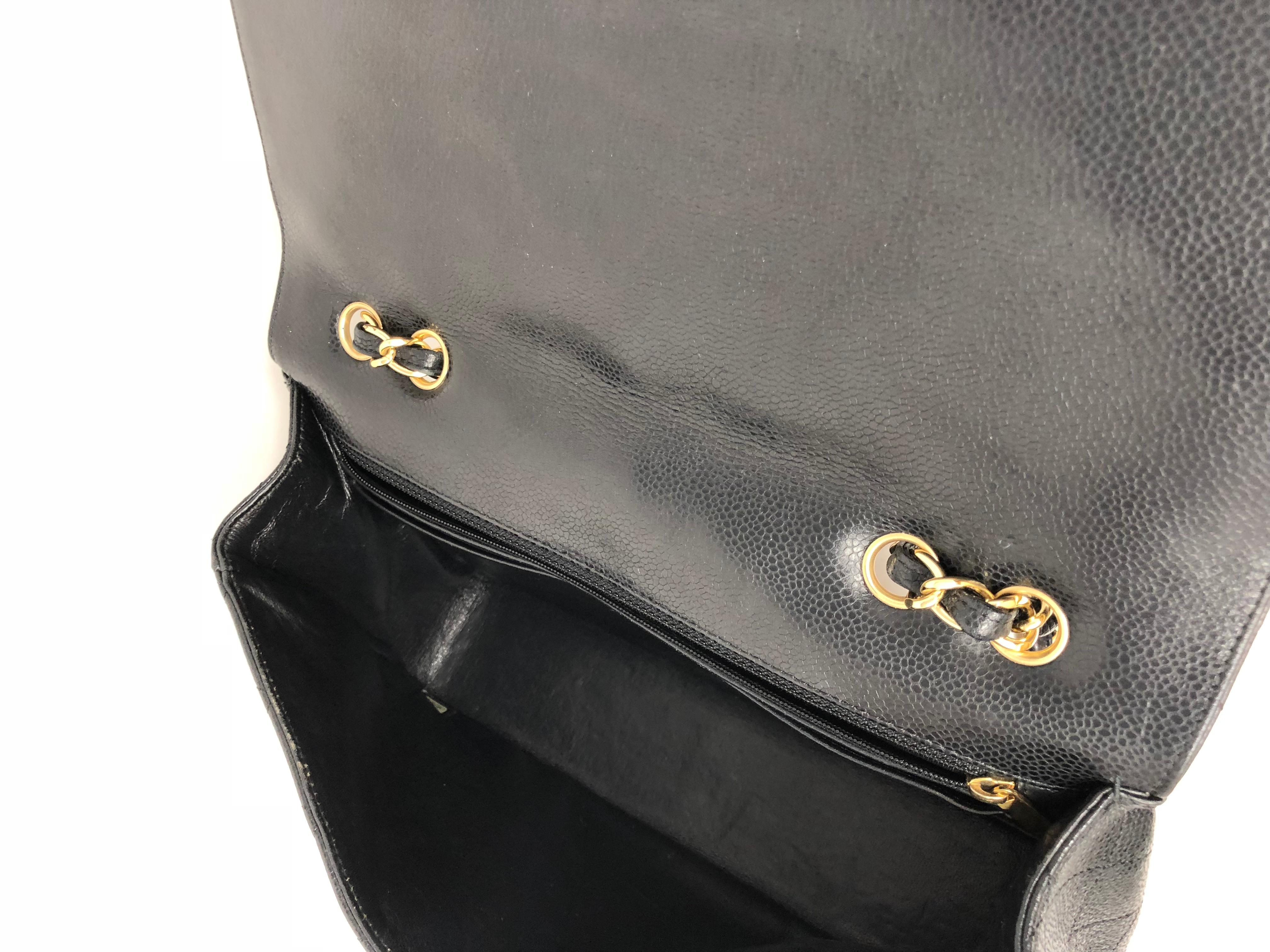 Chanel Black Caviar Jumbo Bag 7