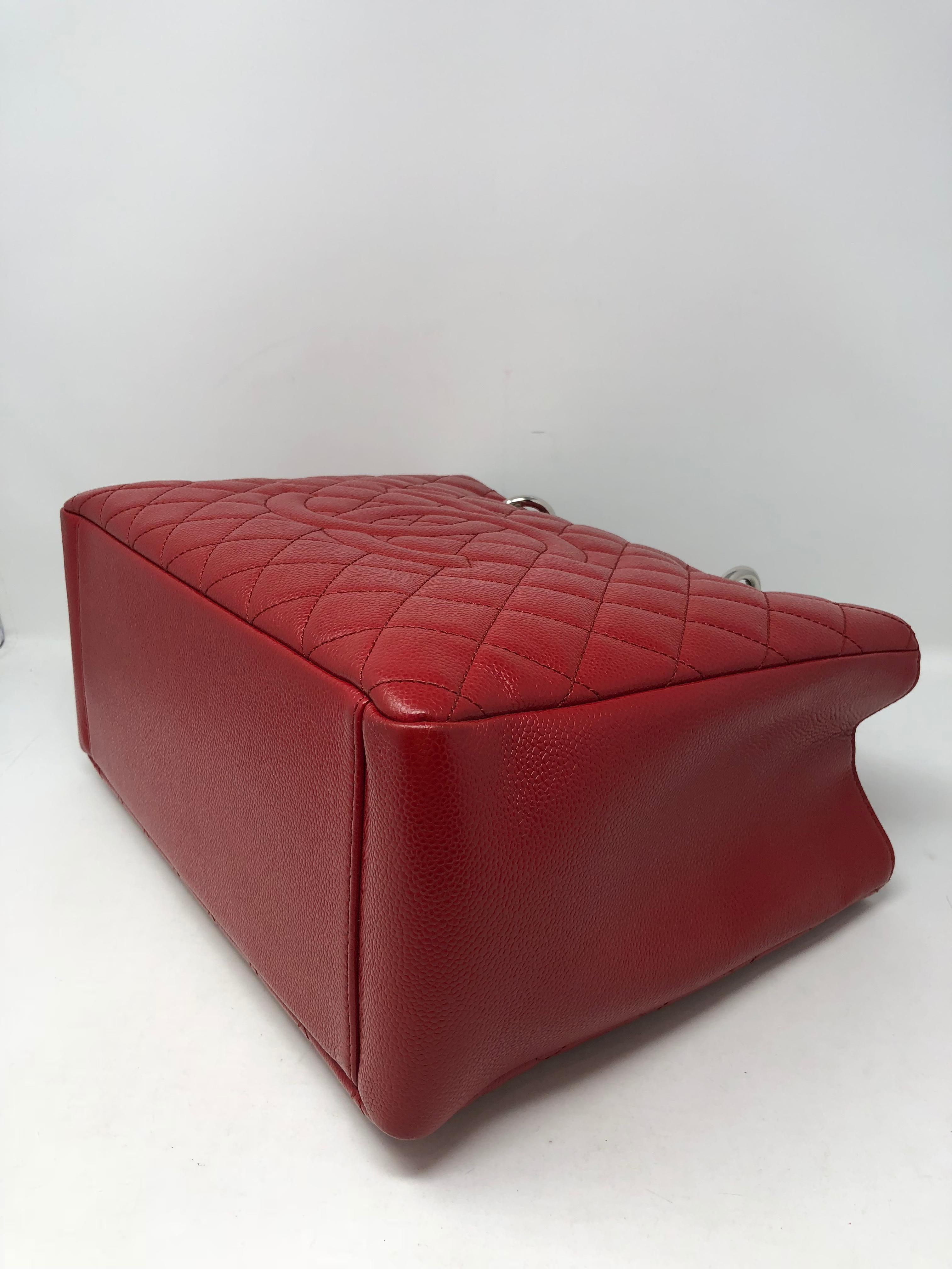 Chanel Red Grand Shopper Tote Bag 3