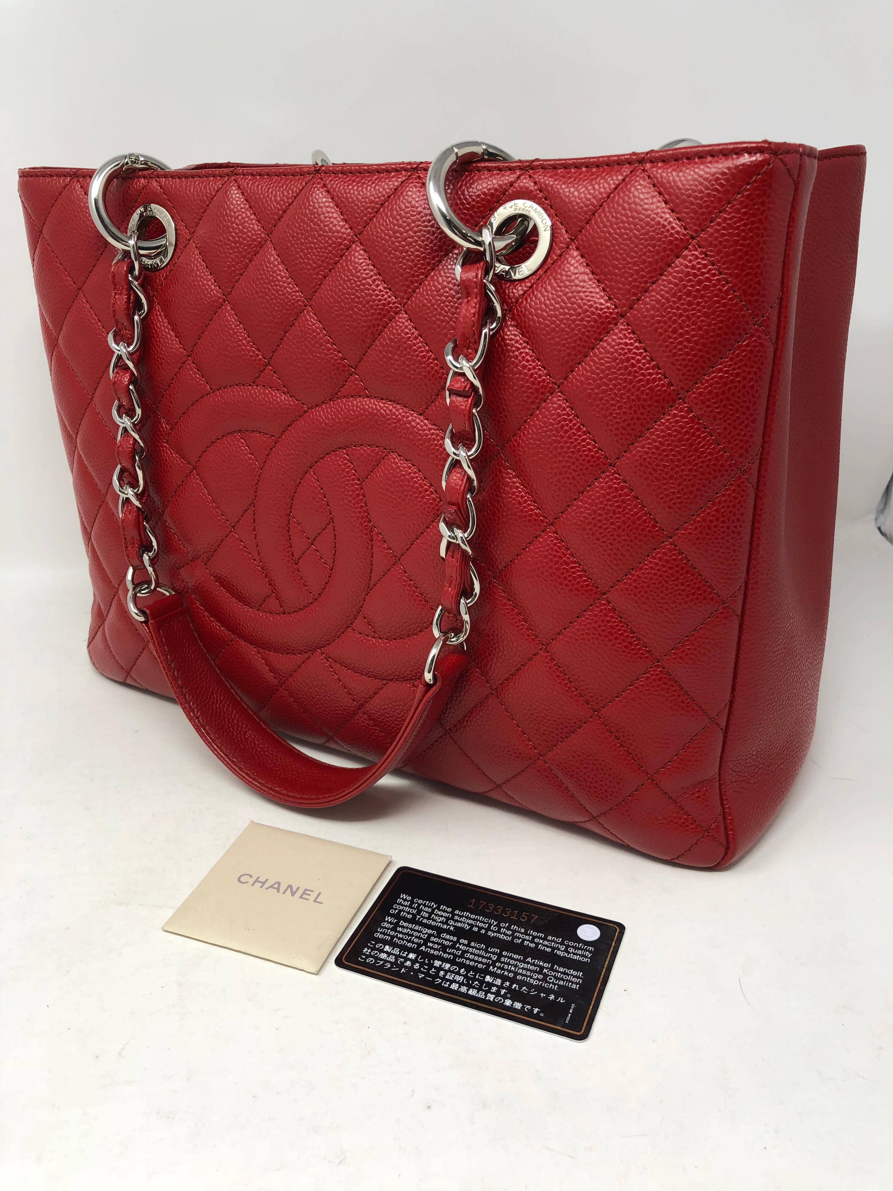 Chanel Red Grand Shopper Tote Bag 8