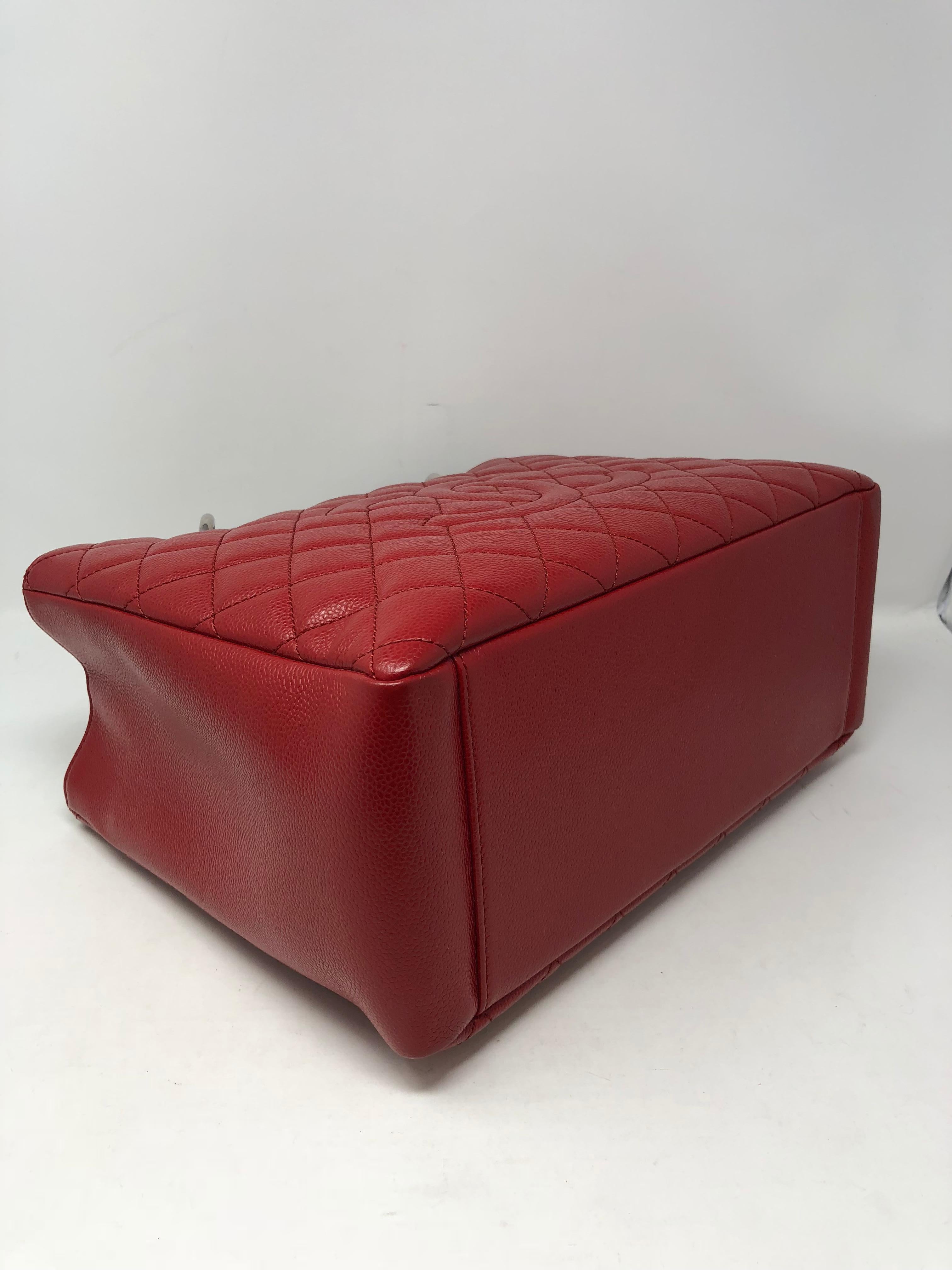 Chanel Red Grand Shopper Tote Bag 2