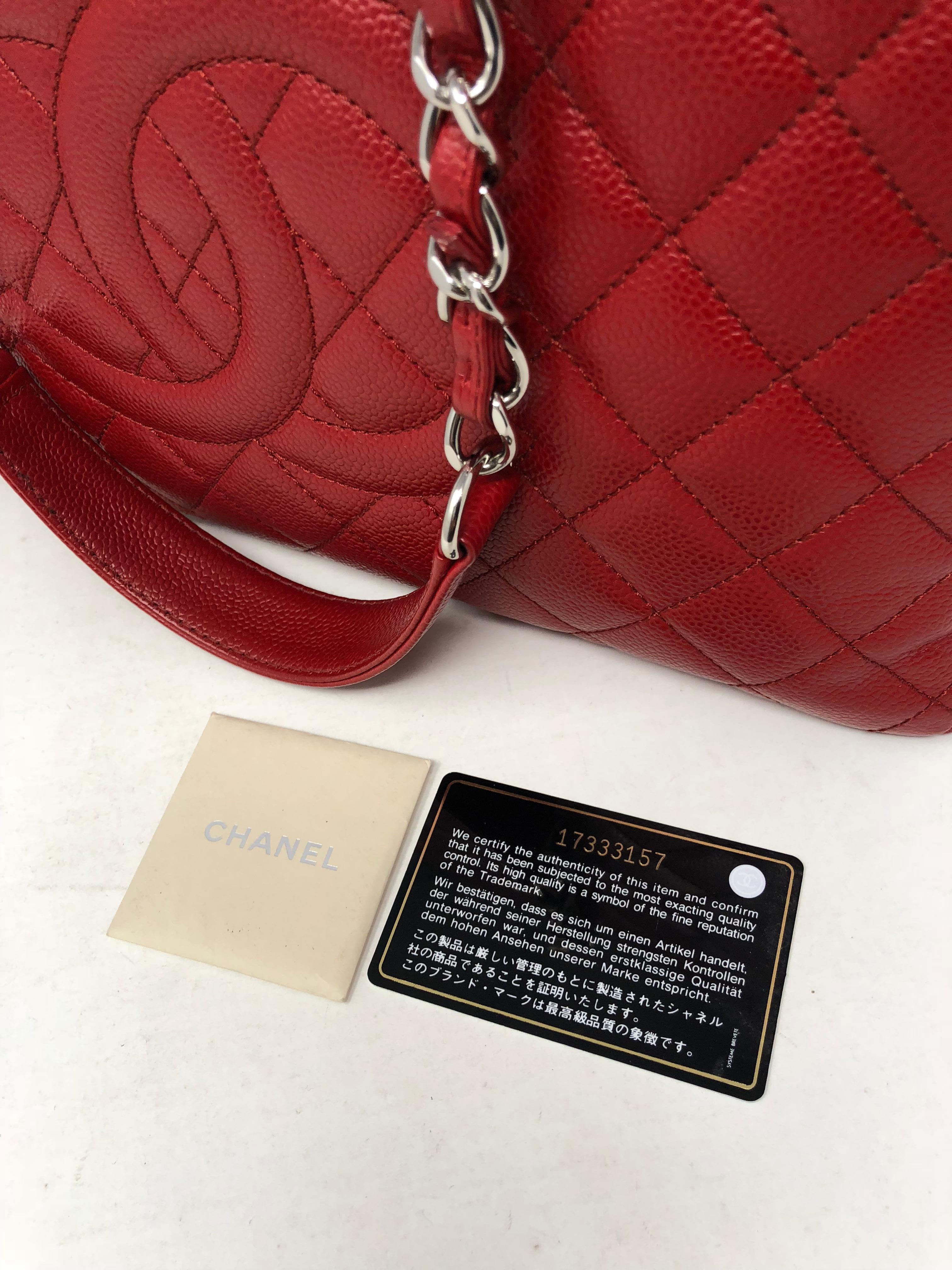 Chanel Red Grand Shopper Tote Bag 7