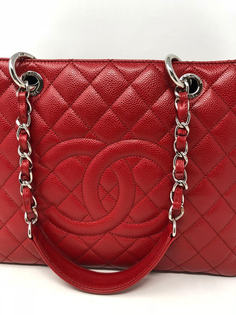 Chanel Red Grand Shopper Tote Bag at 1stDibs