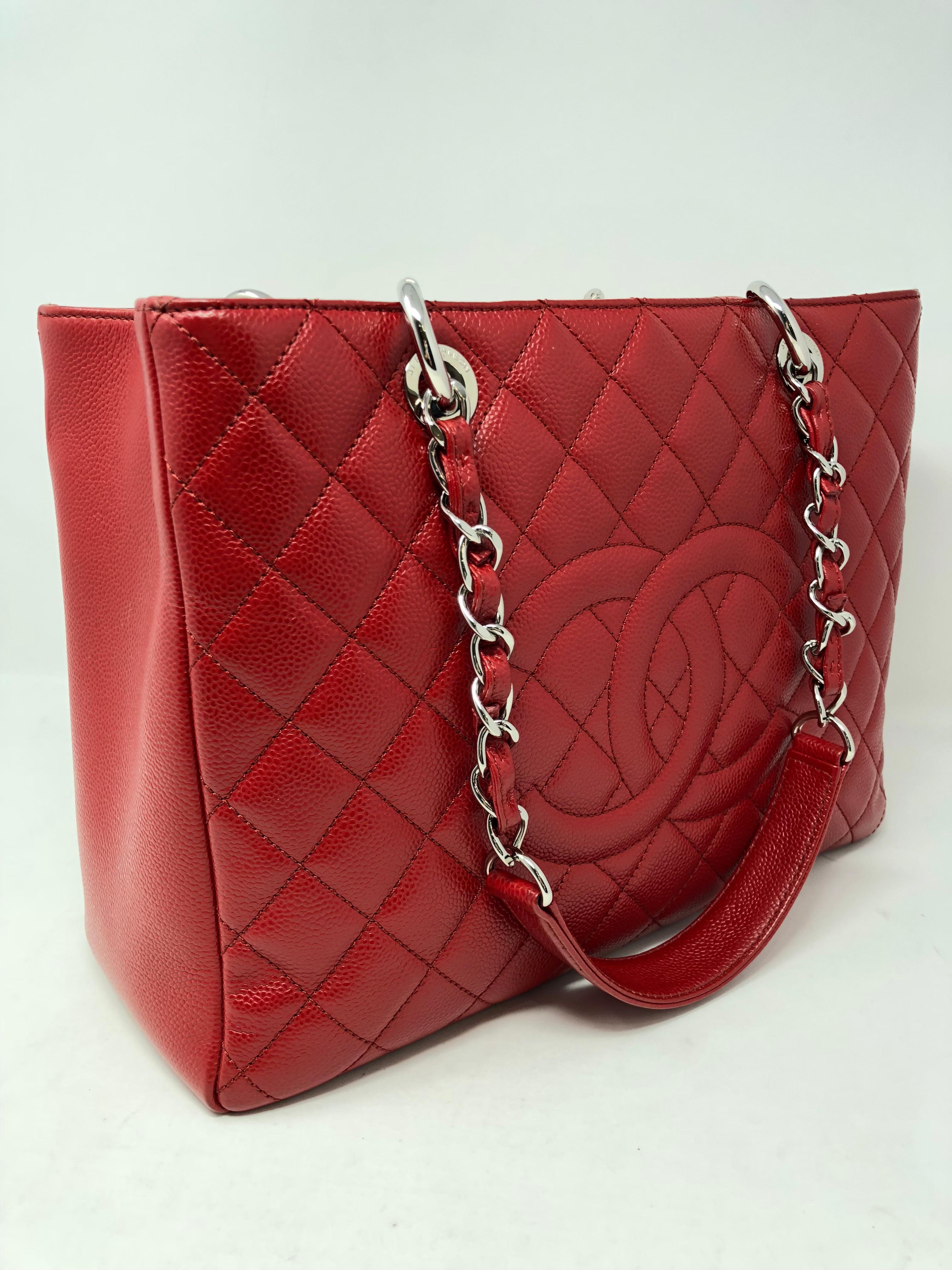 Chanel Red Grand Shopper Tote Bag In New Condition In Athens, GA