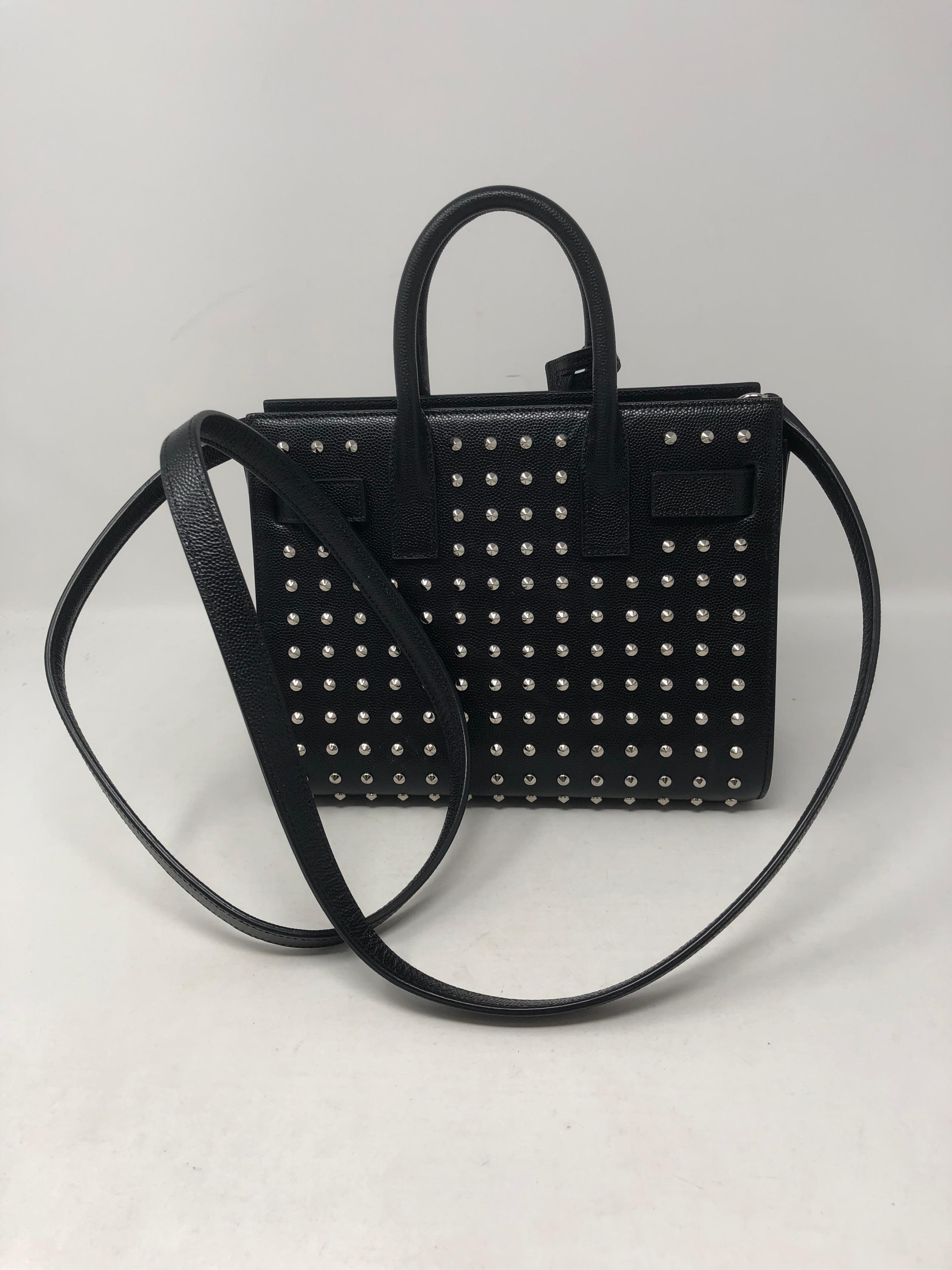 Yves Saint Laurent Black Studded Nano Sac Du Jour Bag. Like new condition, never worn. This stunning bag can be worn crossbody or as a shoulder bag. The strap is detchable too. Guaranteed authentic. 