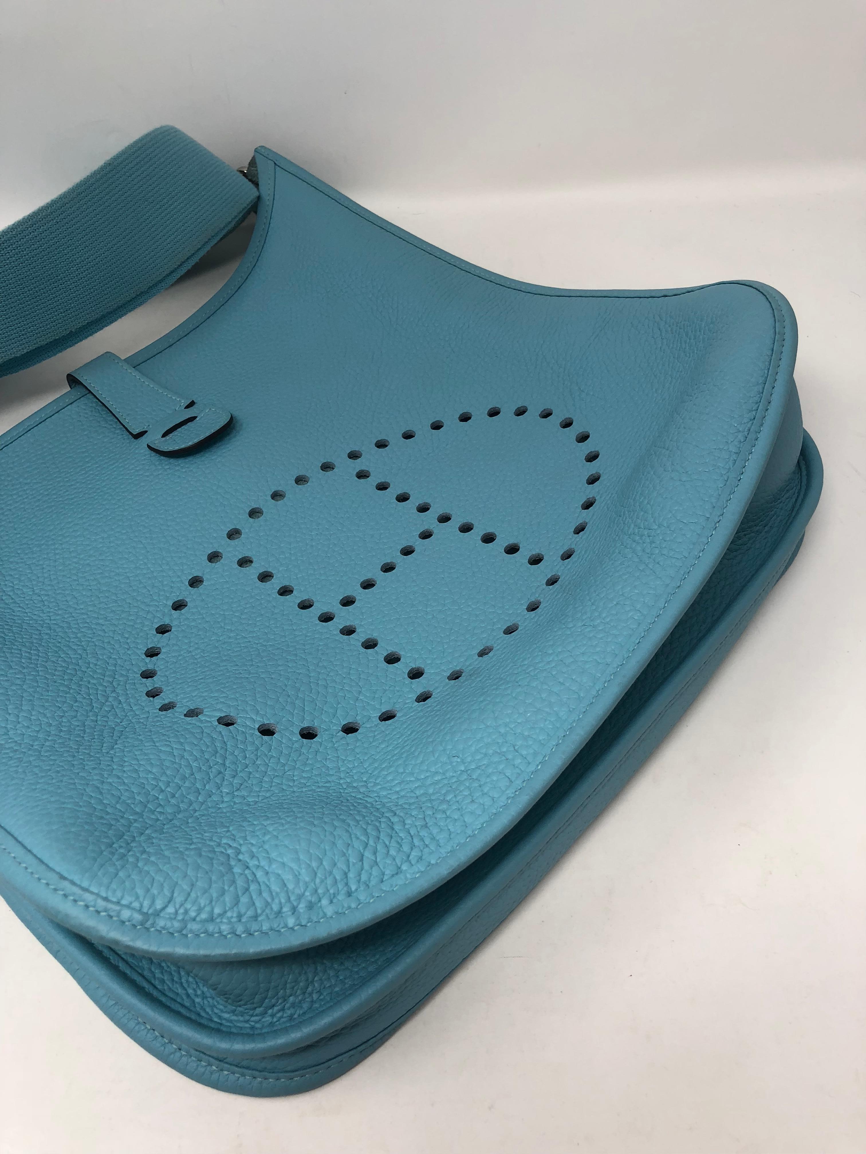 Hermes Evelyne Teal GM Crossbody Bag 3