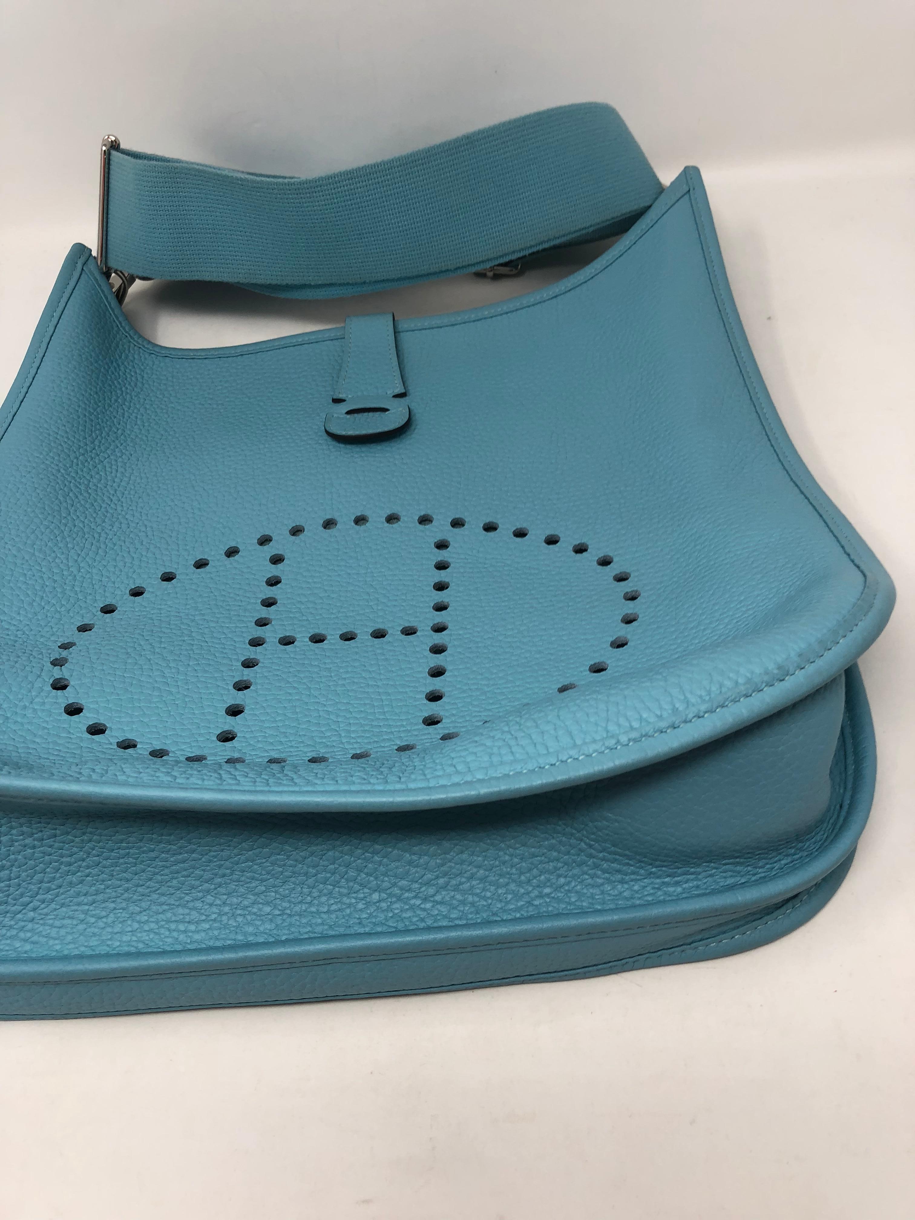 Women's or Men's Hermes Evelyne Teal GM Crossbody Bag