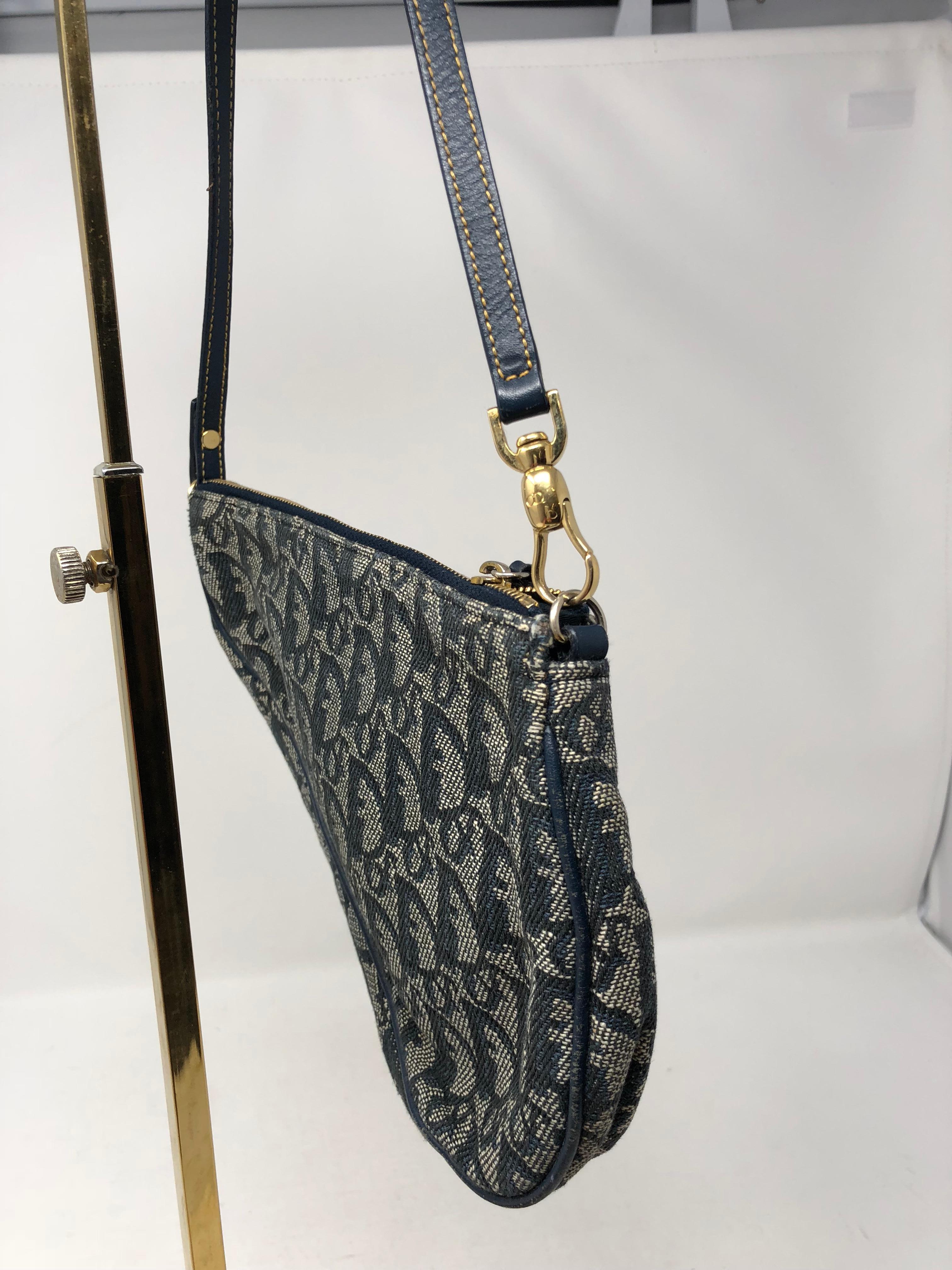 Christian Dior Monogram Denim Saddle Bag In Excellent Condition In Athens, GA