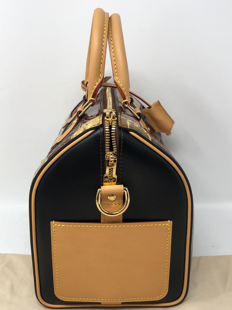 Ultra limited Louis Vuitton Speedy 30 handbag with strap in black leather  at 1stDibs