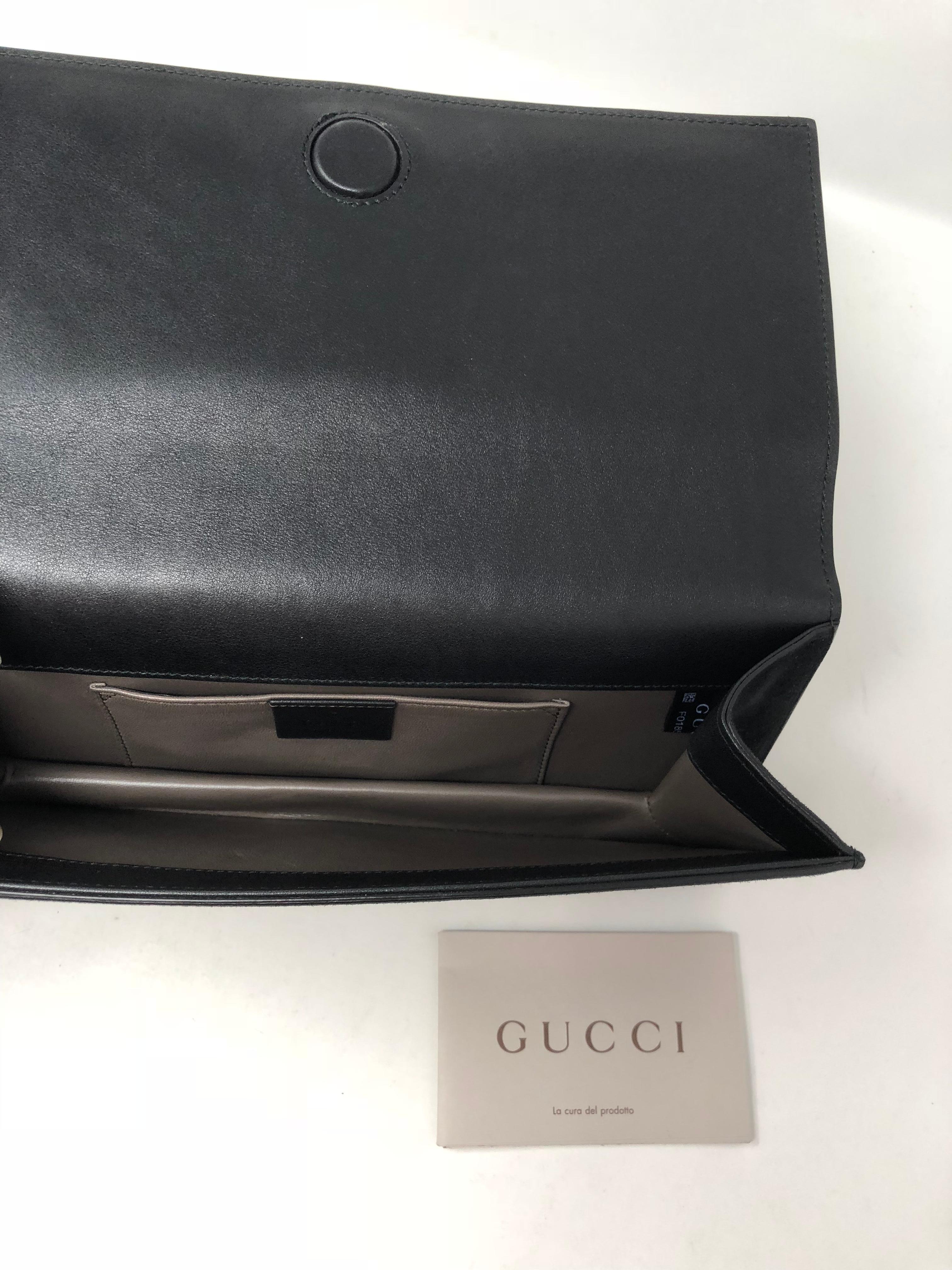 Gucci Black Suede Clutch with Swarovski Crystal Clasp 5