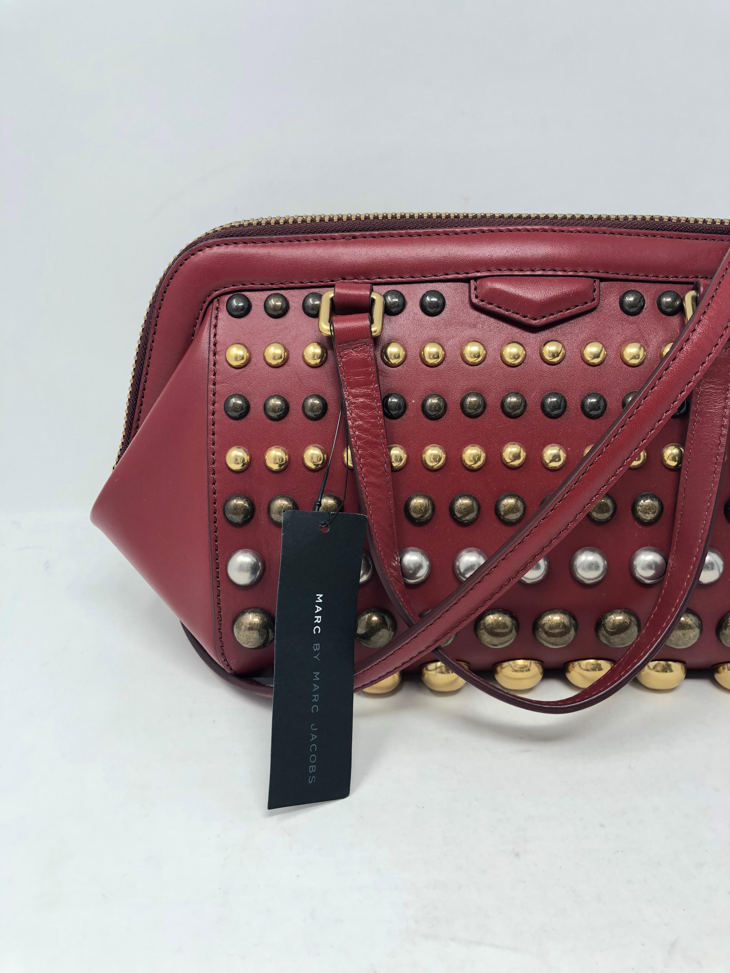 Marc Jacobs Studded Red Bag In New Condition In Athens, GA