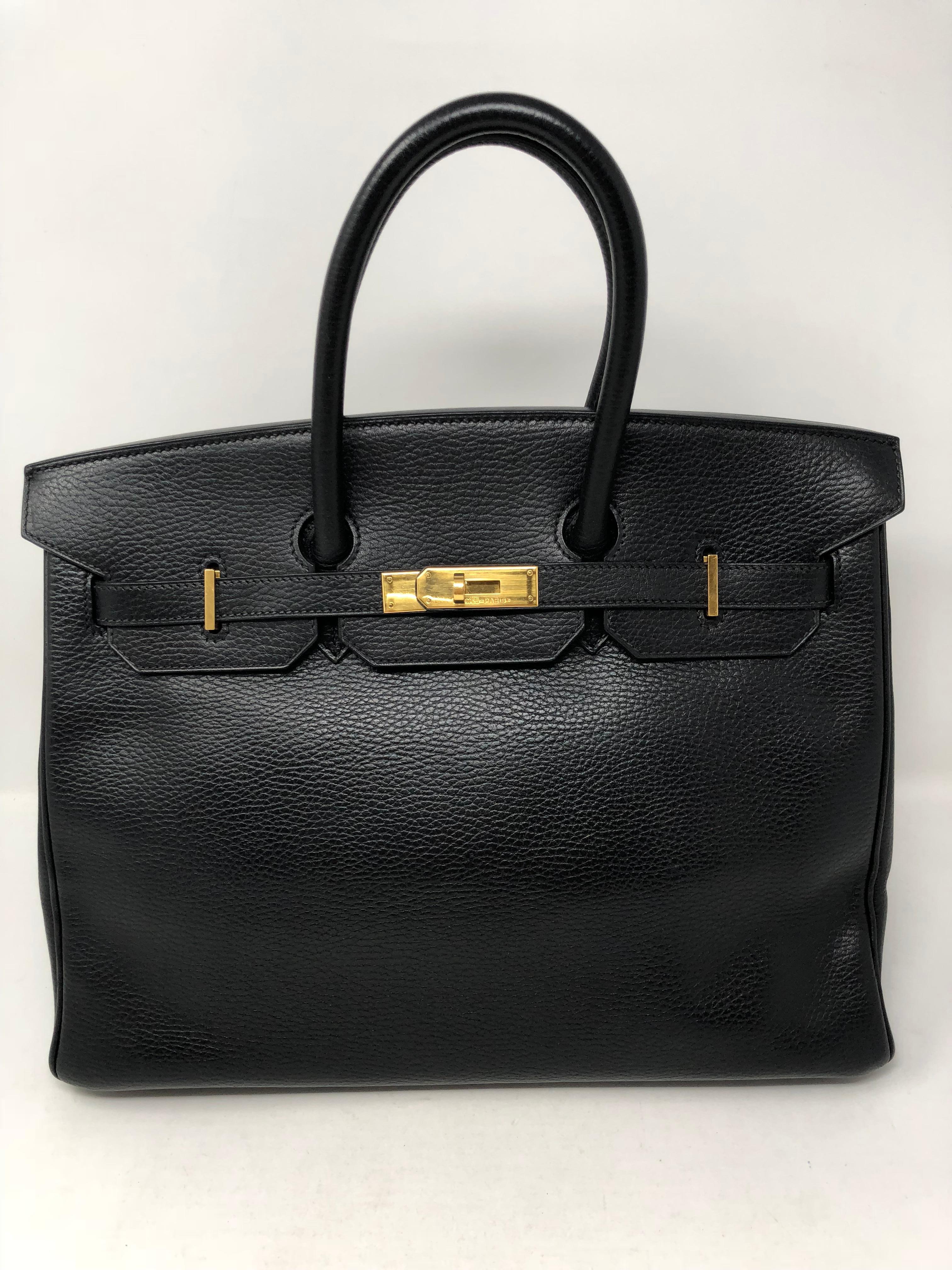 Hermes Black Birkin 35 Ardennes leather. Gold hardware. G square. From 2003. Good condition. Guaranteed authentic.