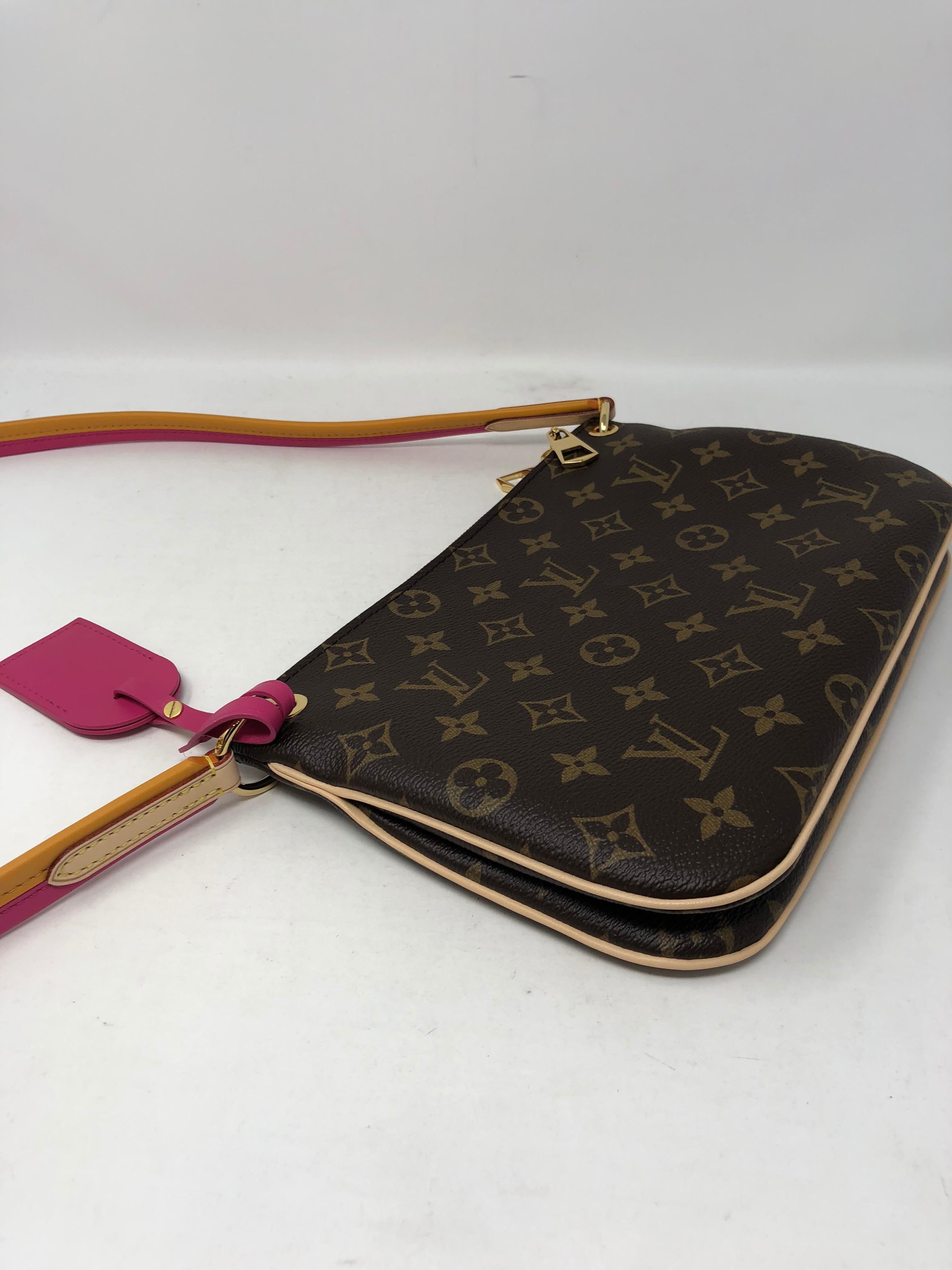 Louis Vuitton Pink Strap Leather Crossbody Bag 6