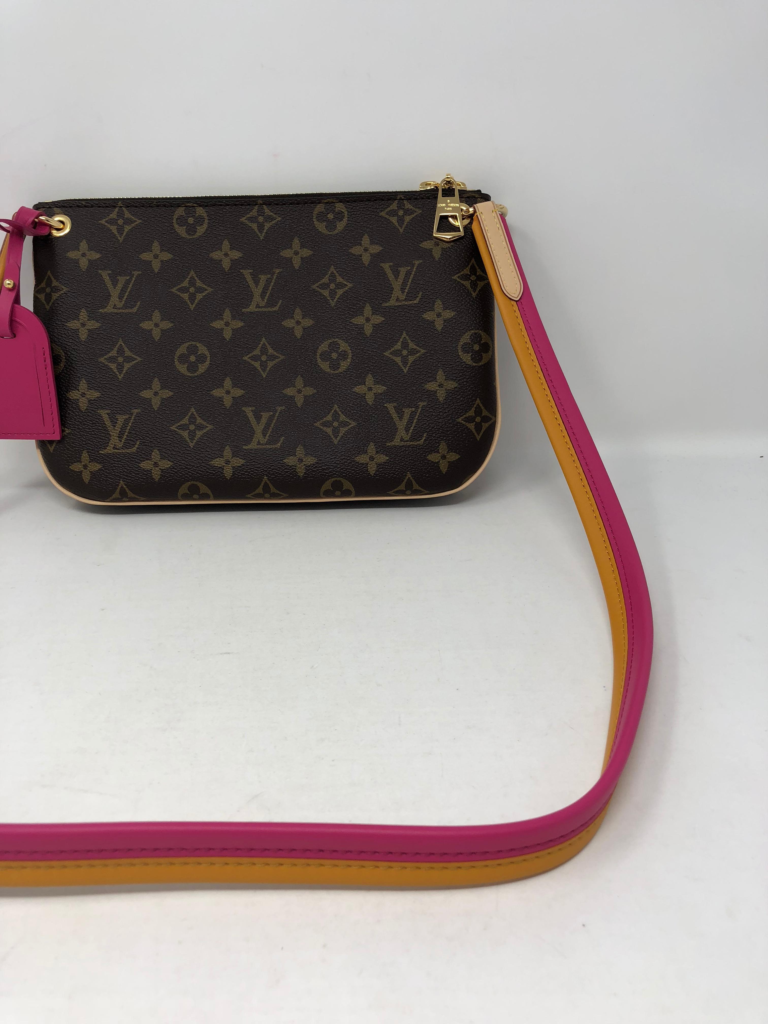 Black Louis Vuitton Pink Strap Leather Crossbody Bag