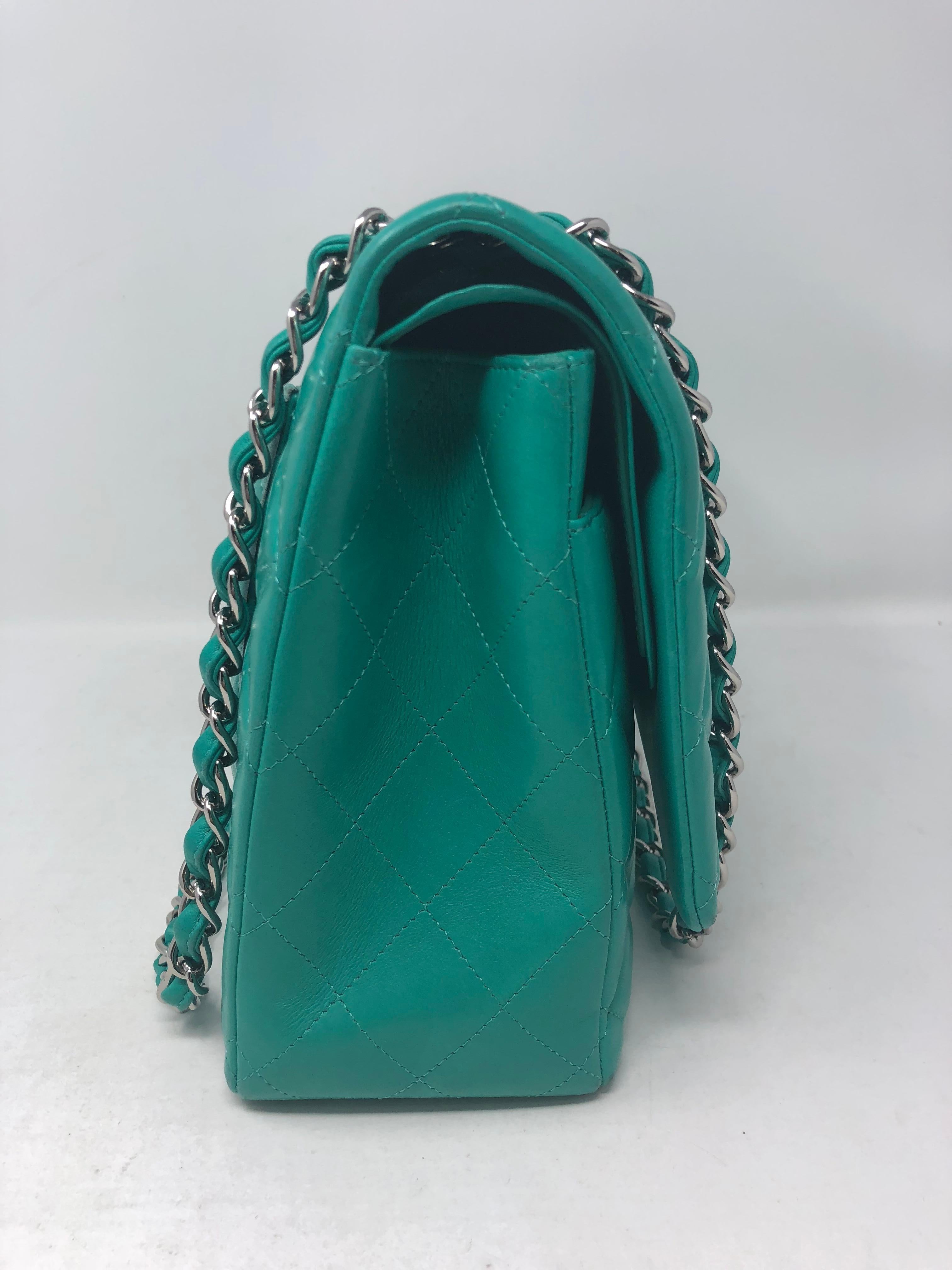 Chanel Menthe Green Leather Maxi Bag  1