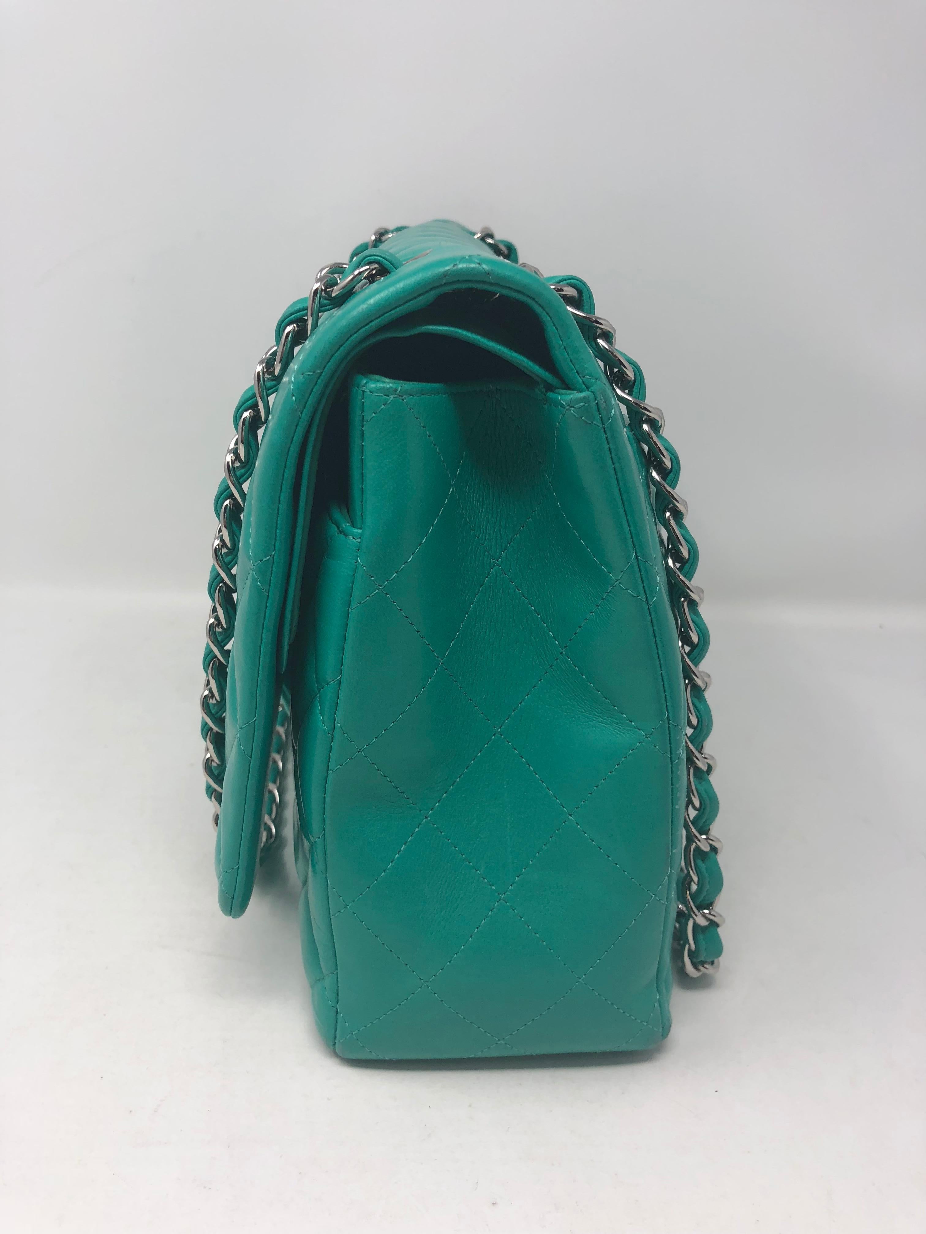 Chanel Menthe Green Leather Maxi Bag  3