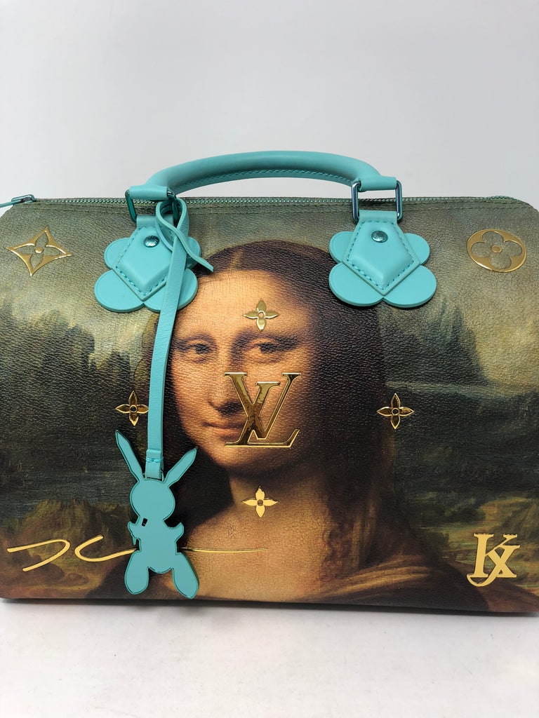 Custom Painted Authentic Louis Vuitton Speedy bag, with Mona Lisa