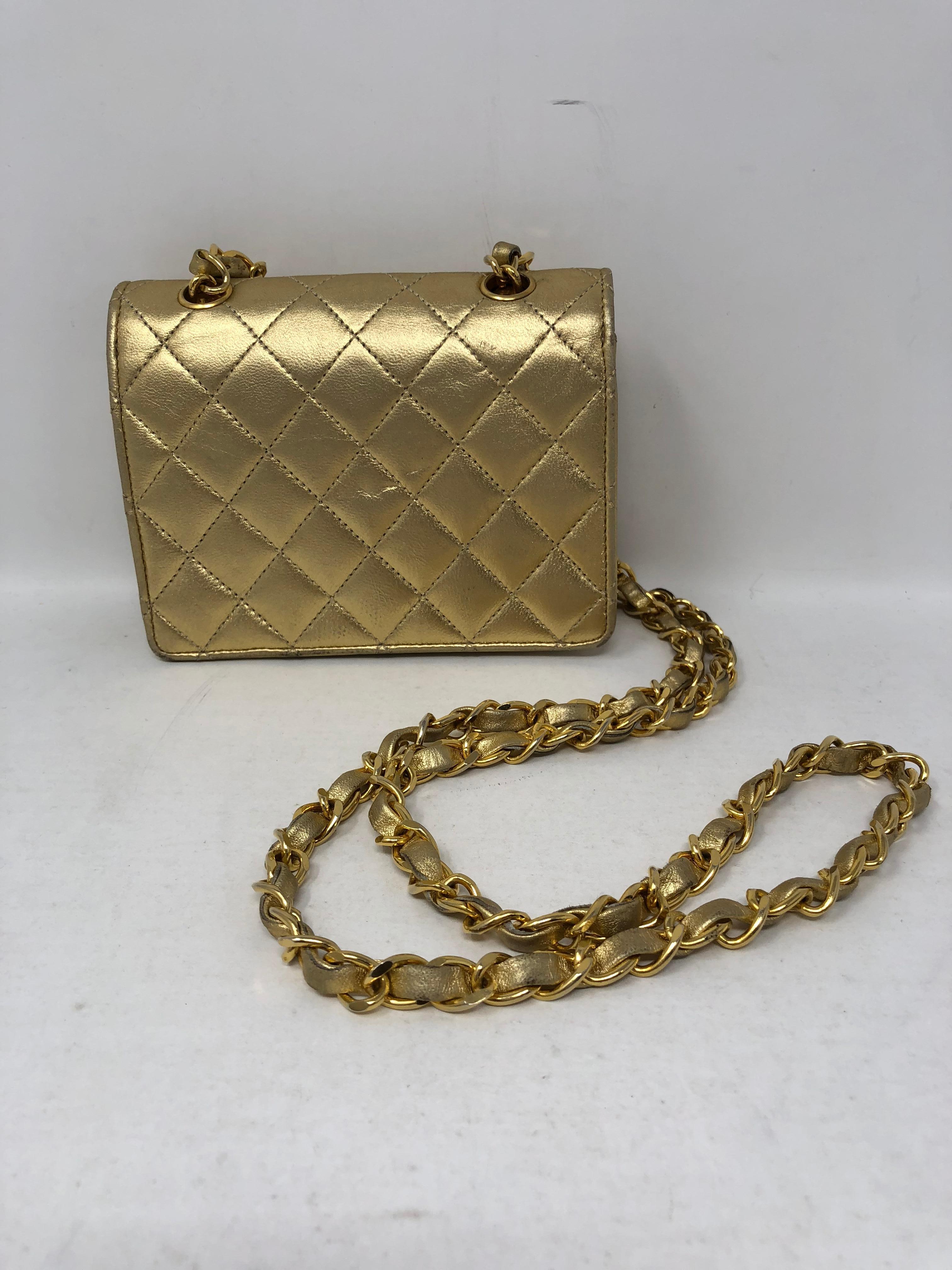 Chanel Mini Gold Leather Crossbody Bag 2