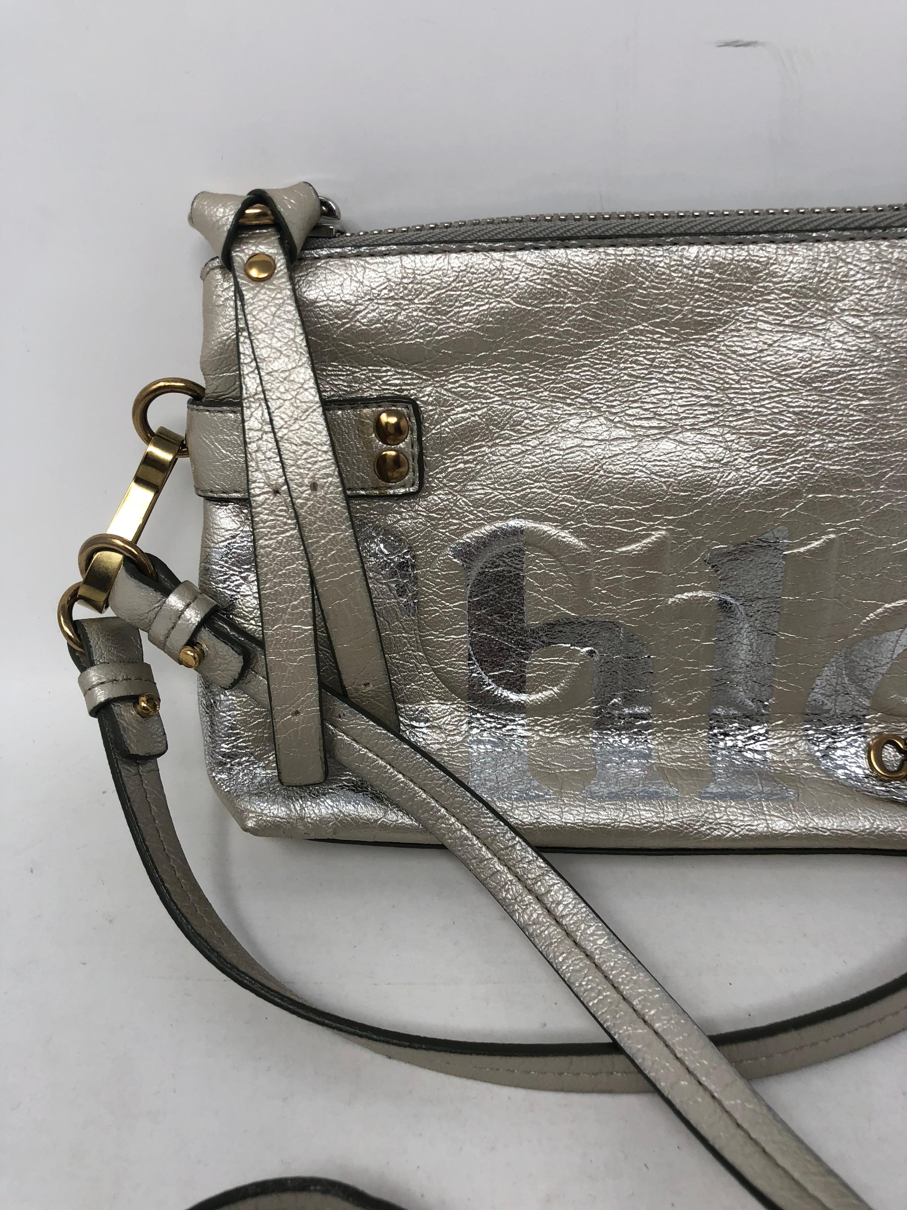 Chloe Crossbody Silver Leather Bag 1