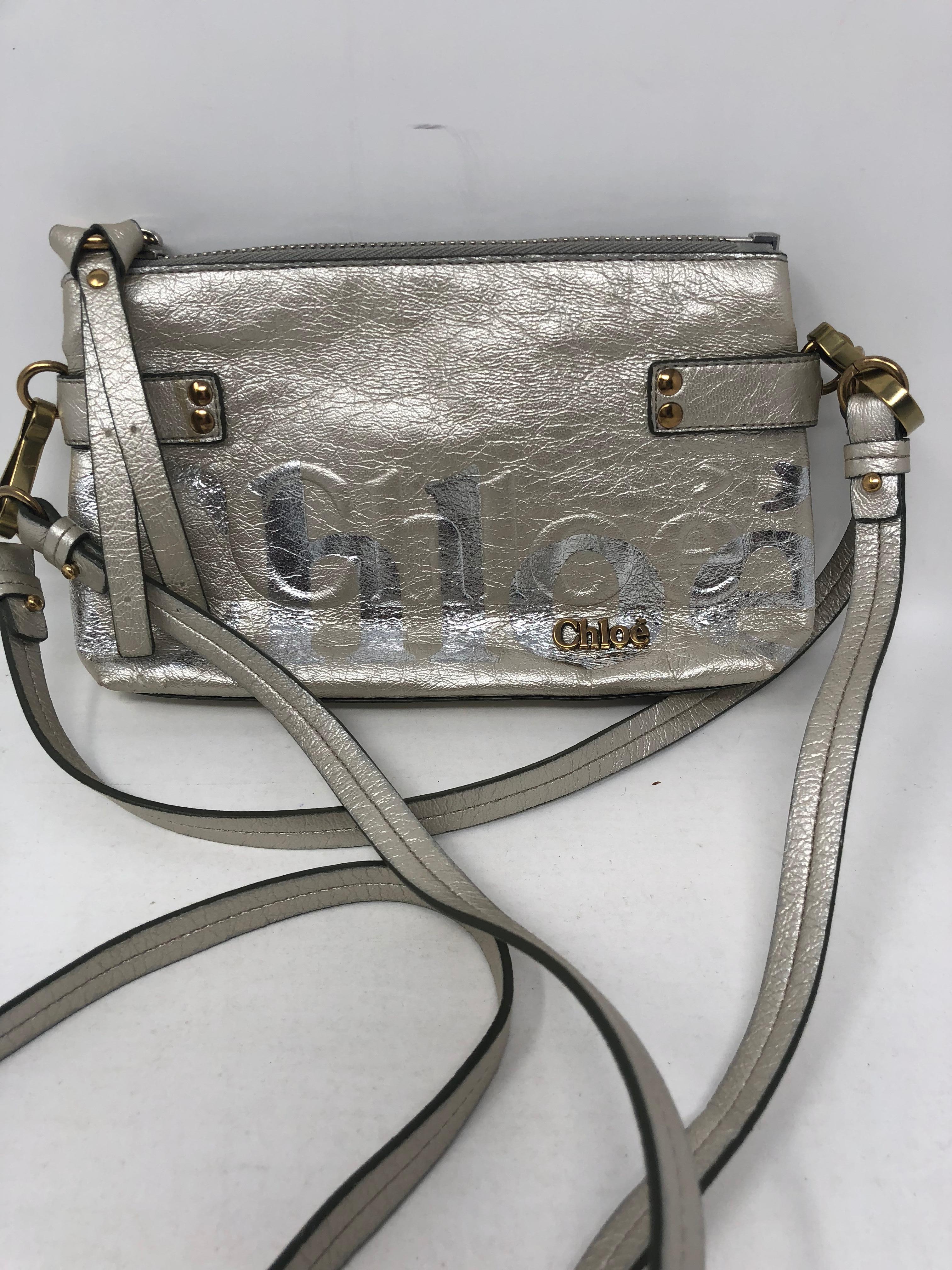 Chloe Crossbody Silver Leather Bag 2