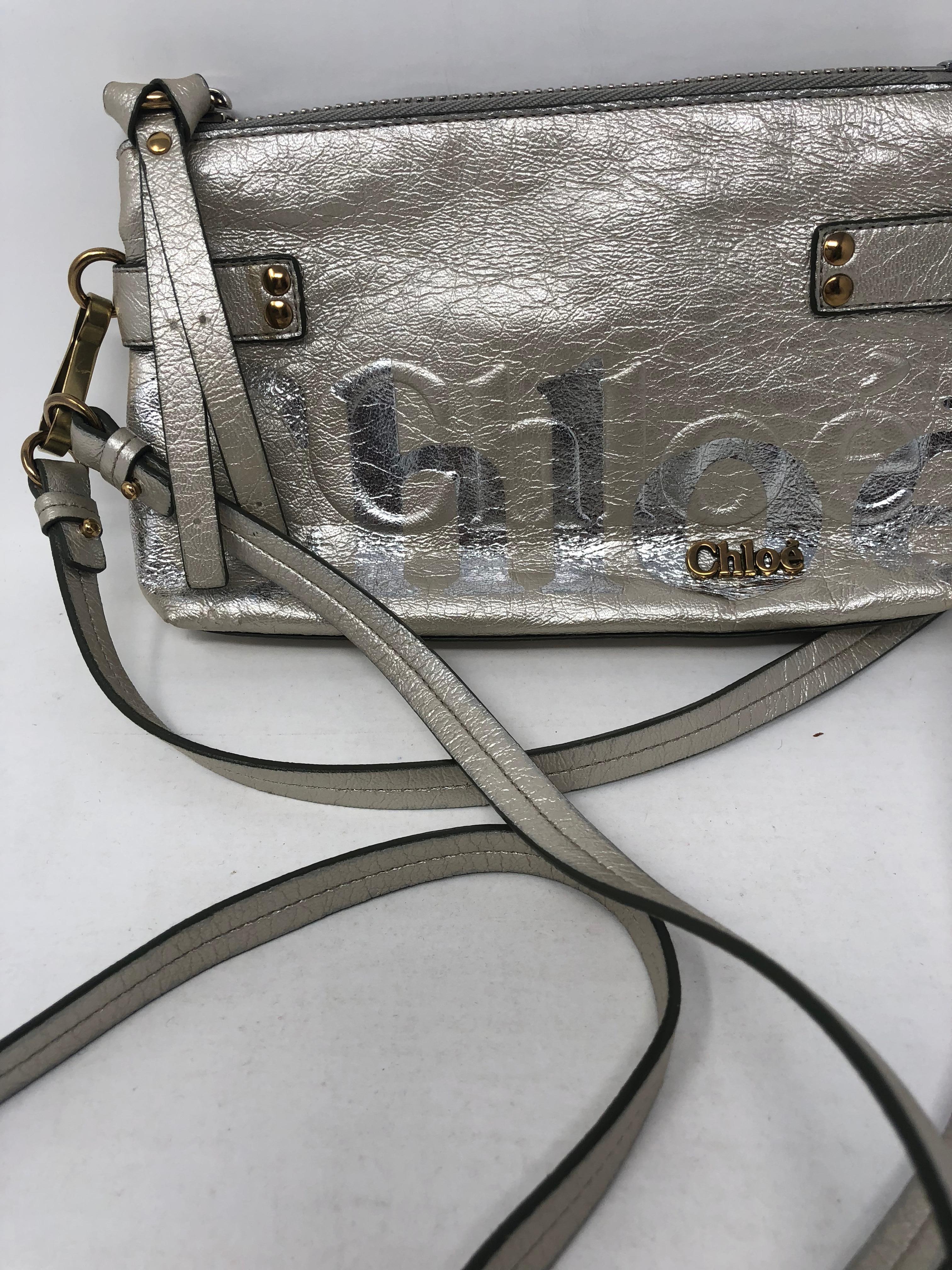 Chloe Crossbody Silver Leather Bag 3