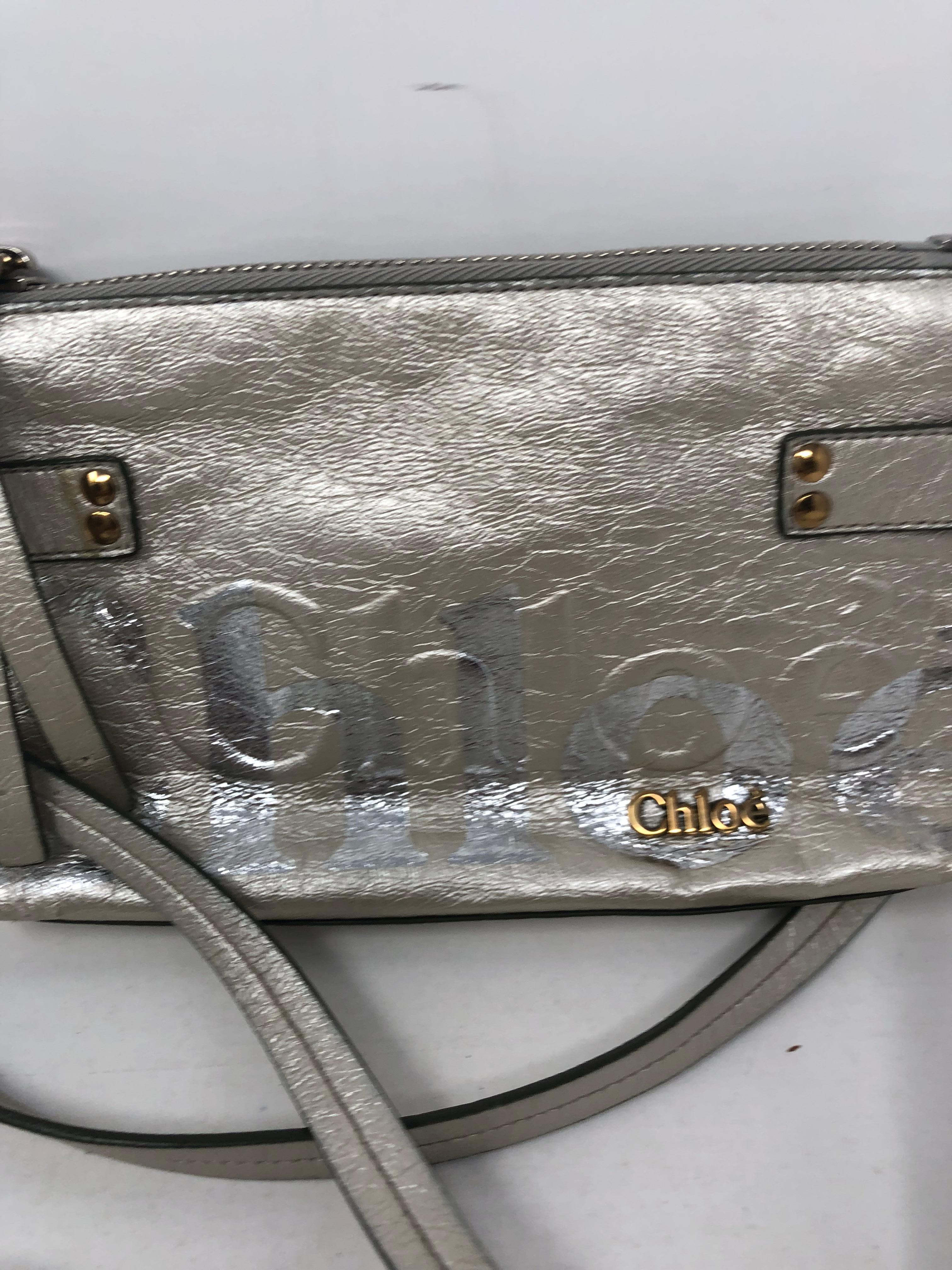 Women's or Men's Chloe Crossbody Silver Leather Bag