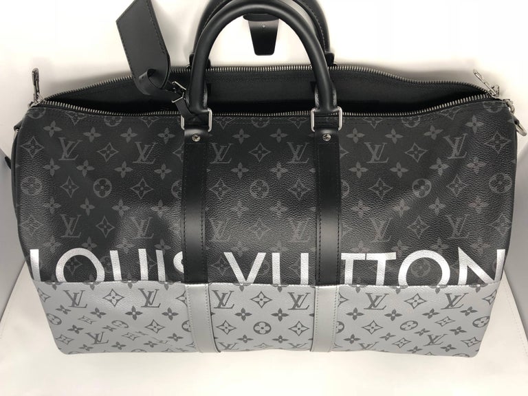 Louis Vuitton Monogram Eclipse Split Keepall 50 Bandouliere at 1stdibs