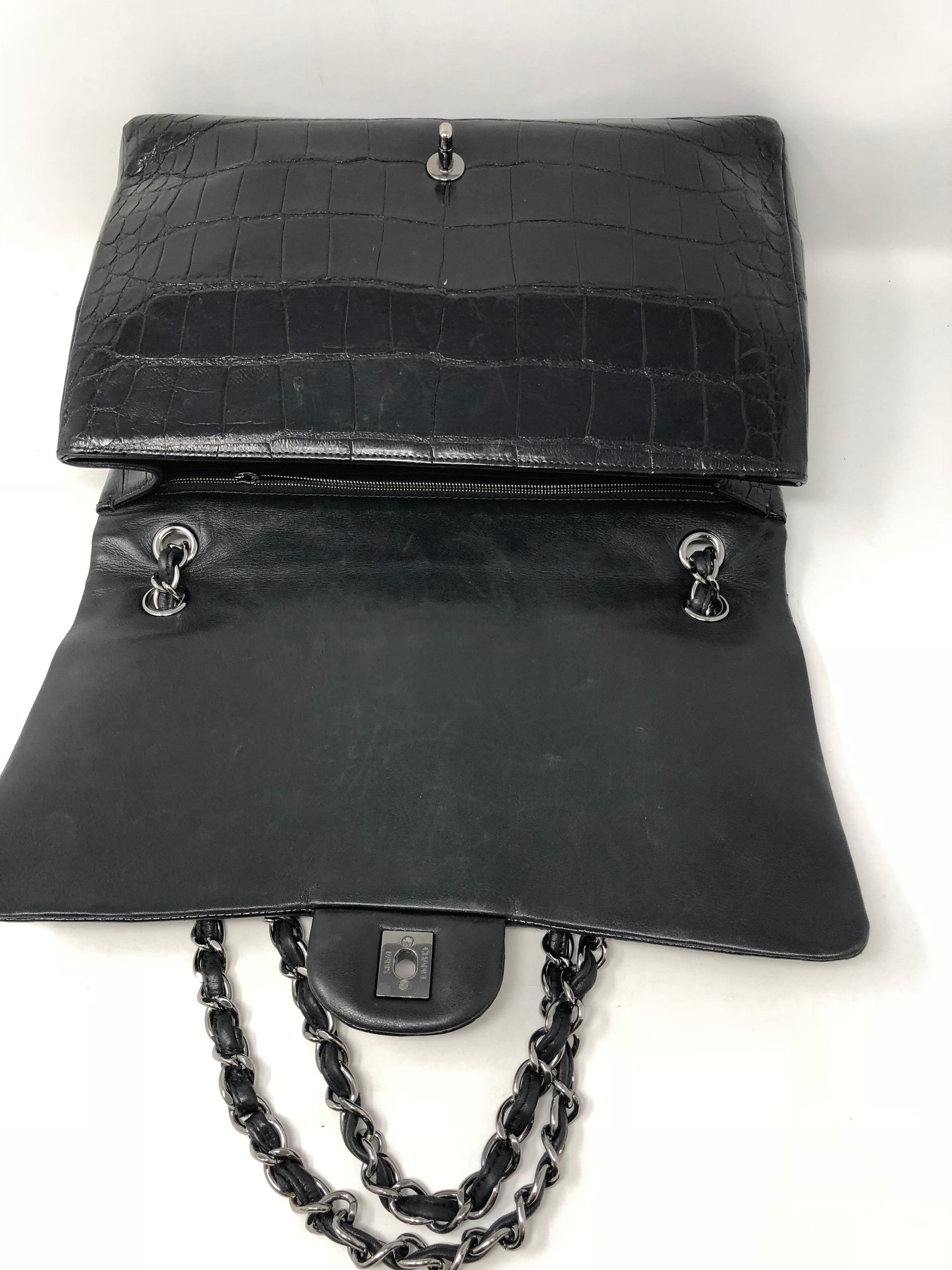 Chanel Crocodile Black Jumbo Bag 5