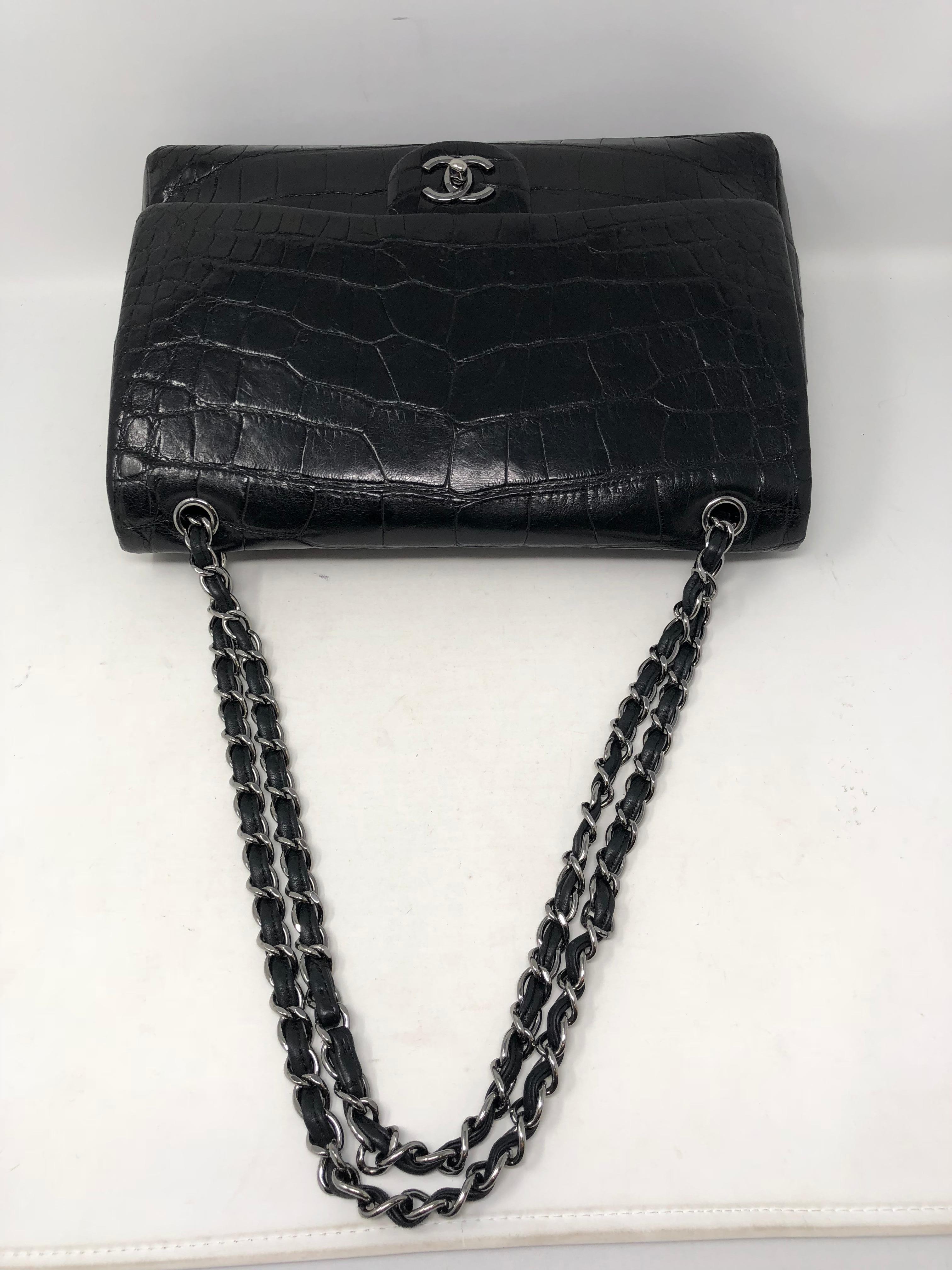 Chanel Crocodile Black Jumbo Bag 7