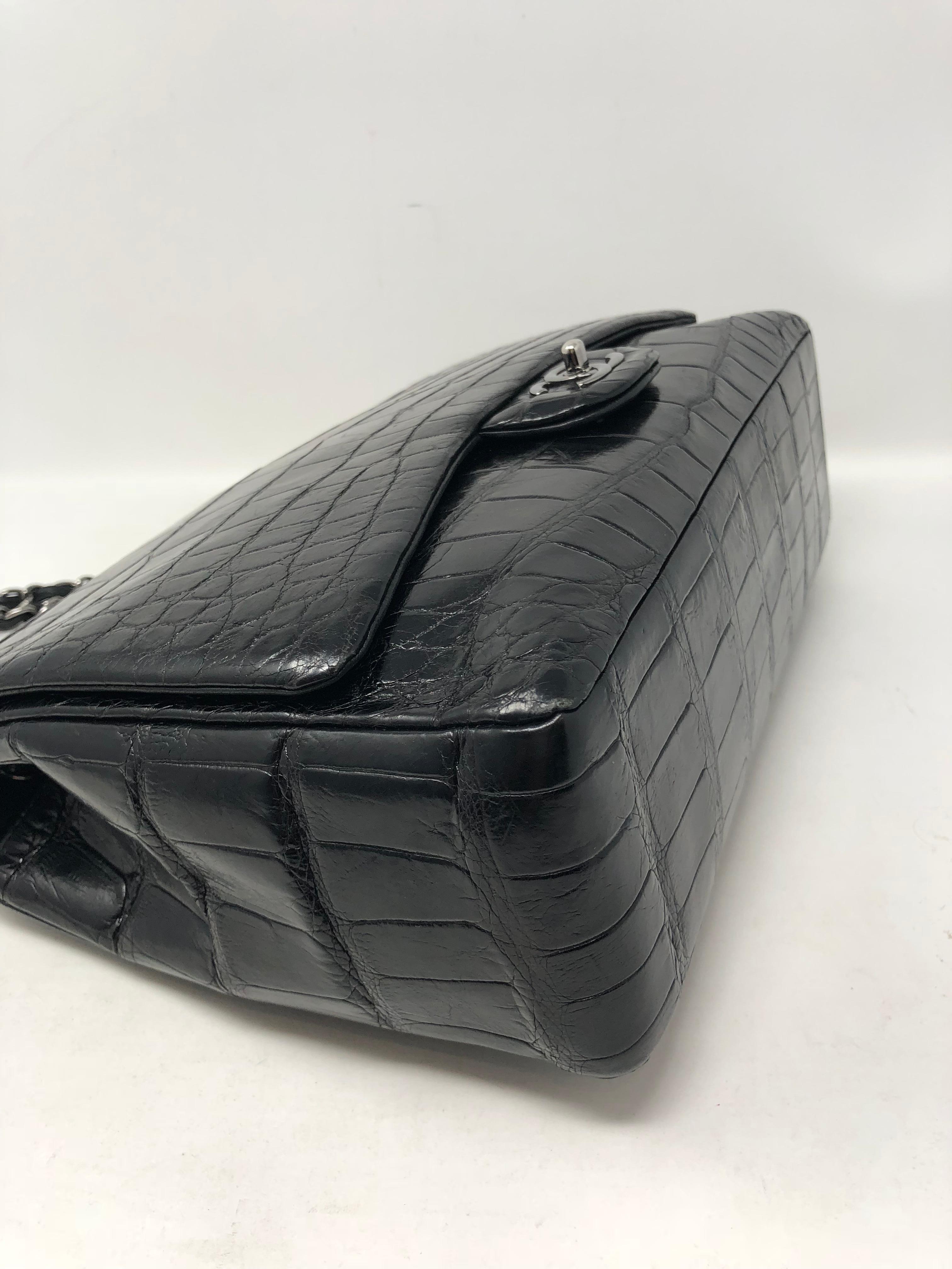 Chanel Crocodile Black Jumbo Bag 2