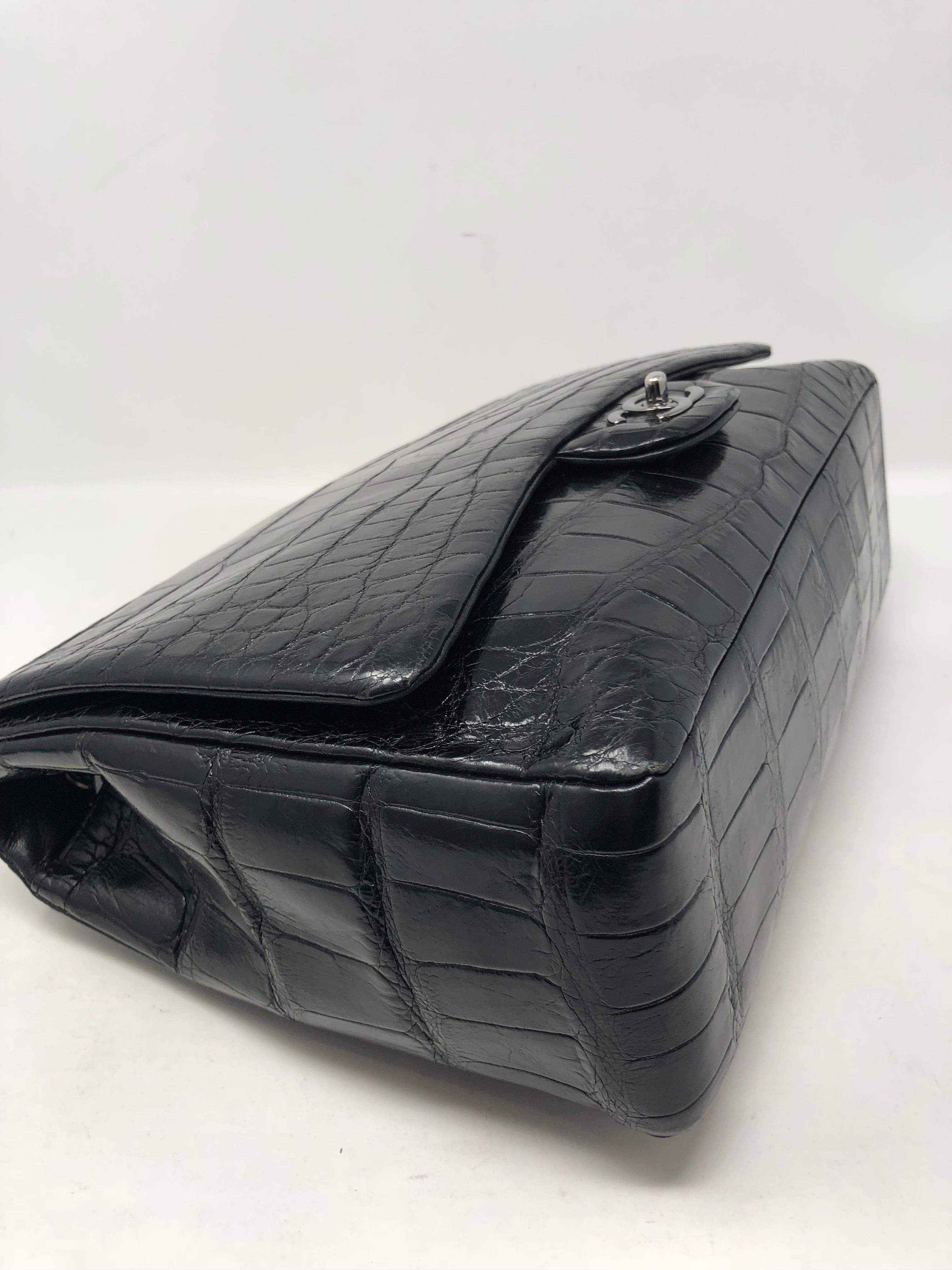 Chanel Crocodile Black Jumbo Bag 9