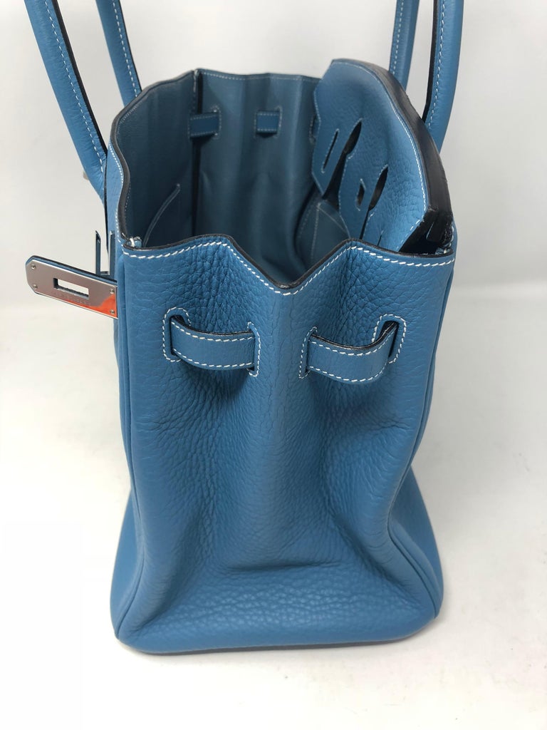 HERMES BIRKIN 35 Fjord leather Blue jean □H Engraving Hand bag 5000200 –  BRANDSHOP-RESHINE