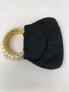 Chanel Satin and Pearl Handle Bag