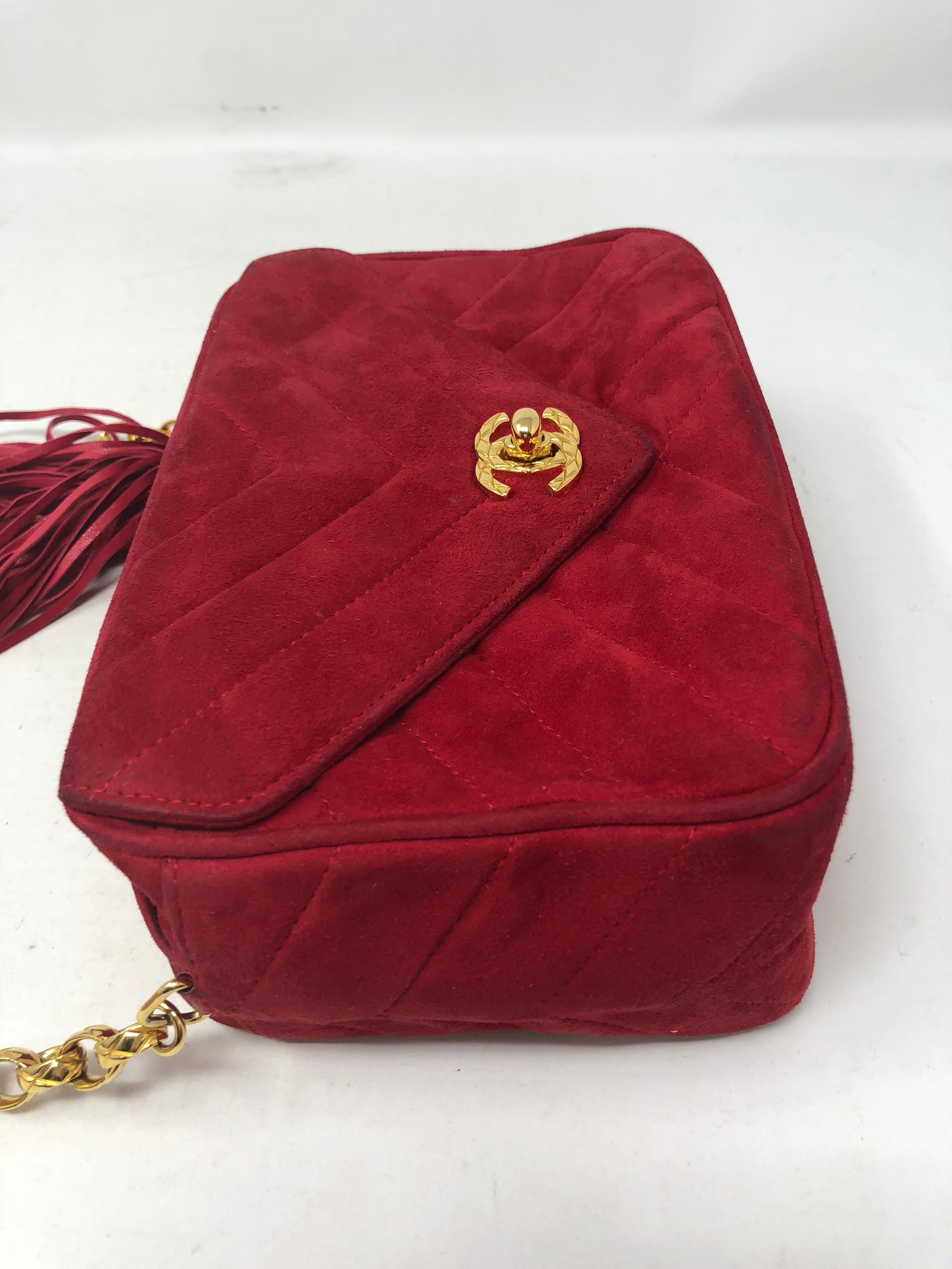 Chanel Red Suede Bag with Fringe 5