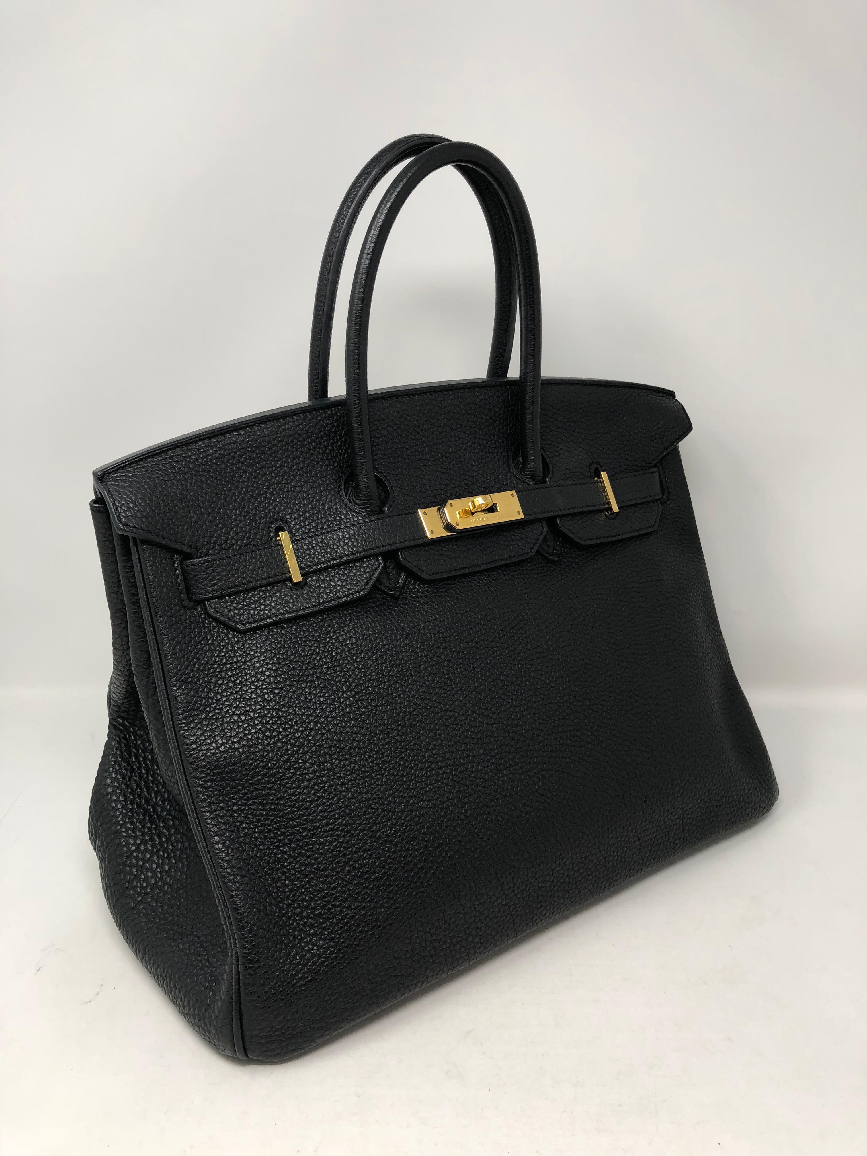 Hermes Black Birkin 35 togo leather with gold hardware. Beautiful bag in most wanted color. Classic size 35 in great condition. Comes with matching clochette, lock and keys. Guaranteed authentic.  