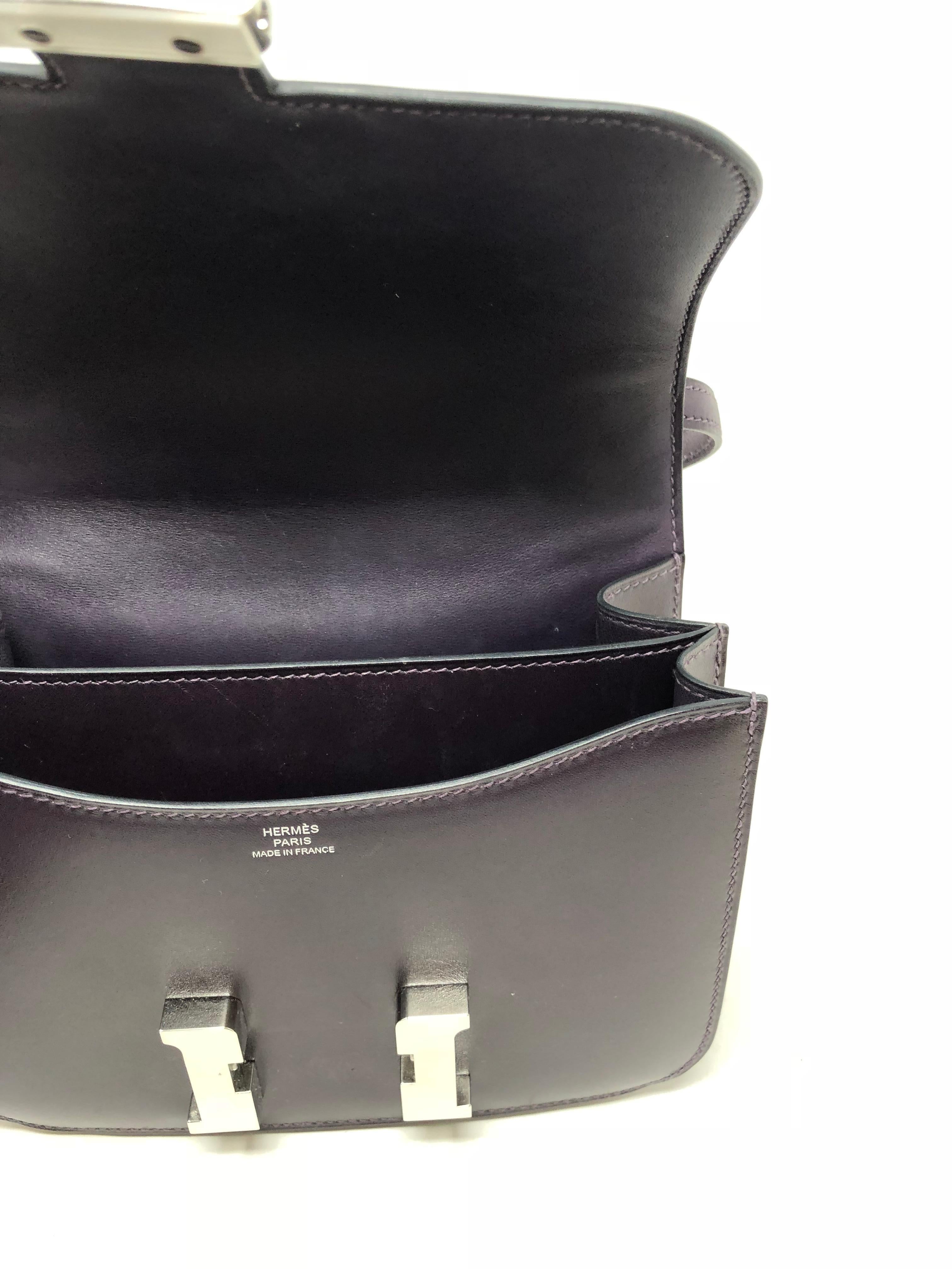 Black Hermes Mini Constance 18 Purple Bag