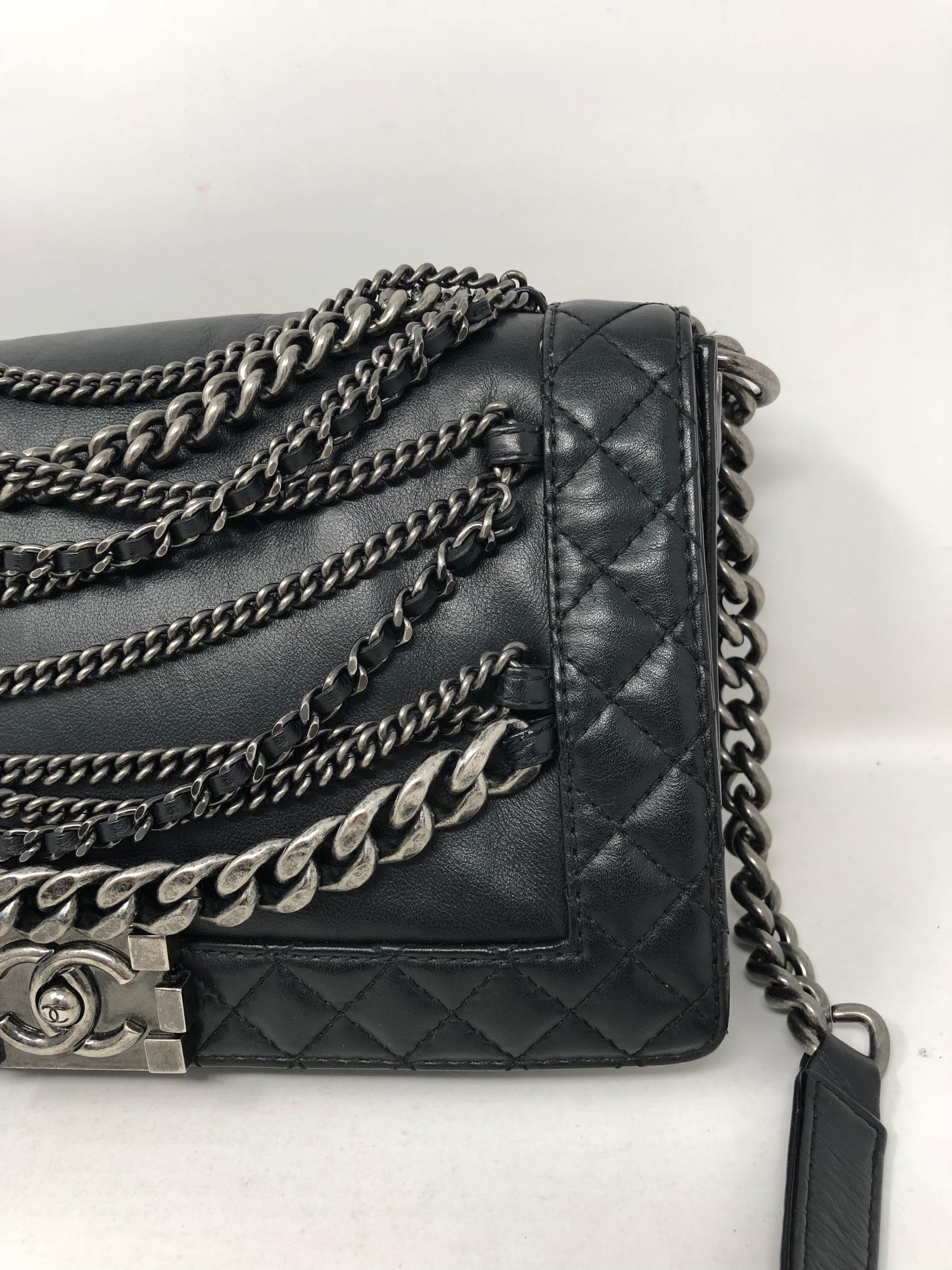 Chanel Black Chains Around Boy Bag In Good Condition In Athens, GA