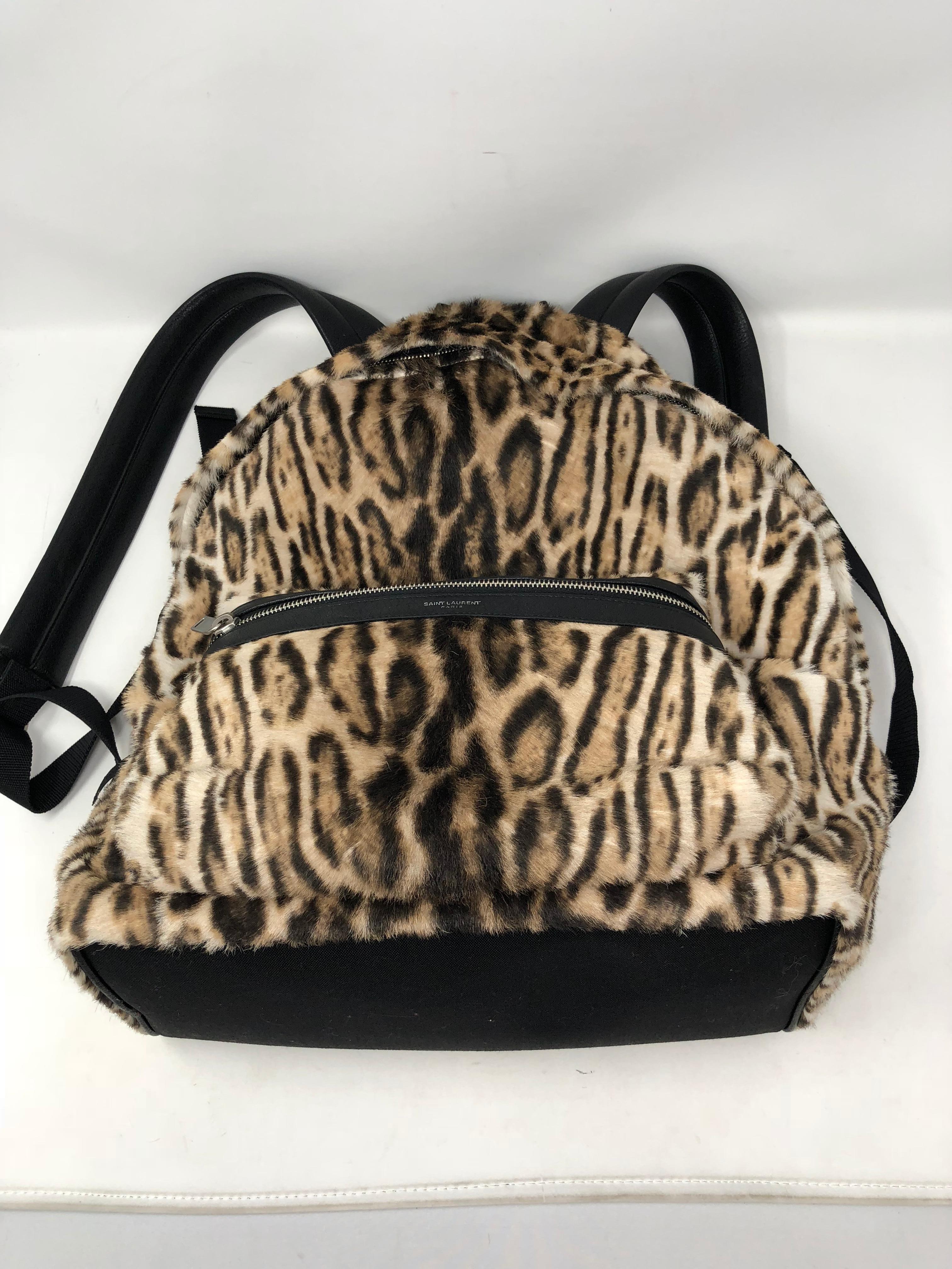 Black YSL Leopard Backpack 