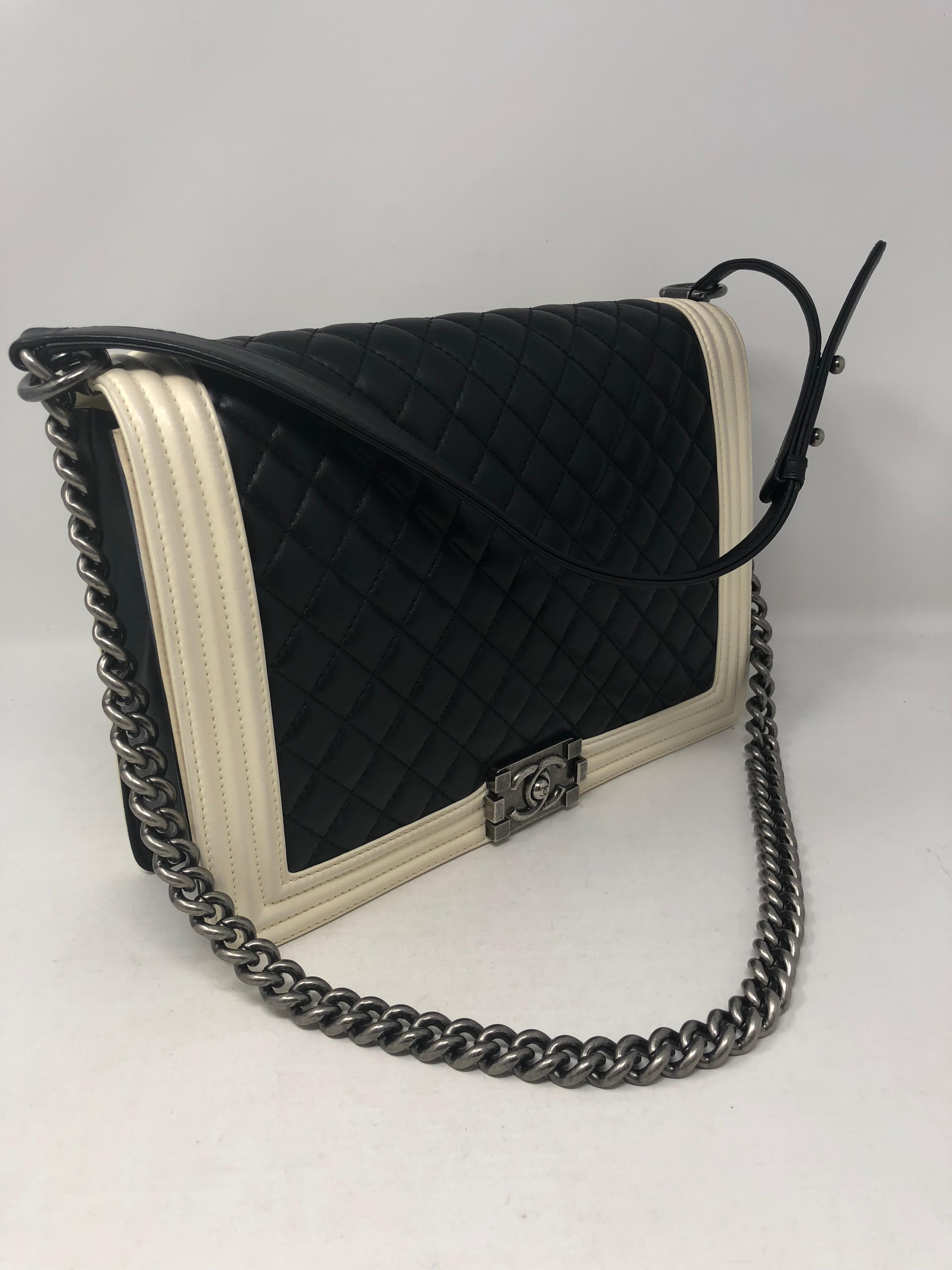 Women's or Men's Chanel Black and White Boy Large Bag